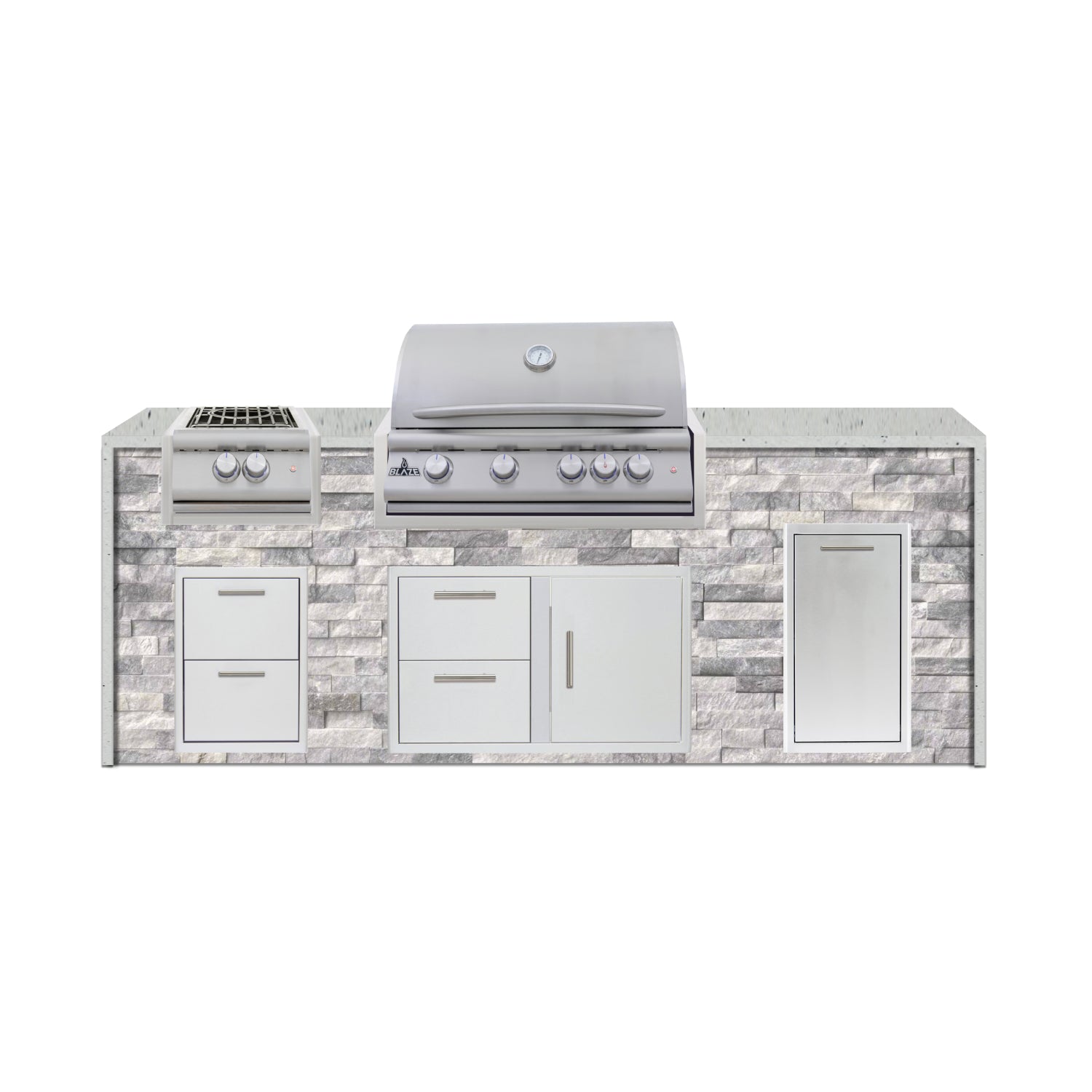 Blaze 96" Luxury Waterfall Finished Outdoor Kitchen PKG 10-ST-BLZ-10C+WF-ST