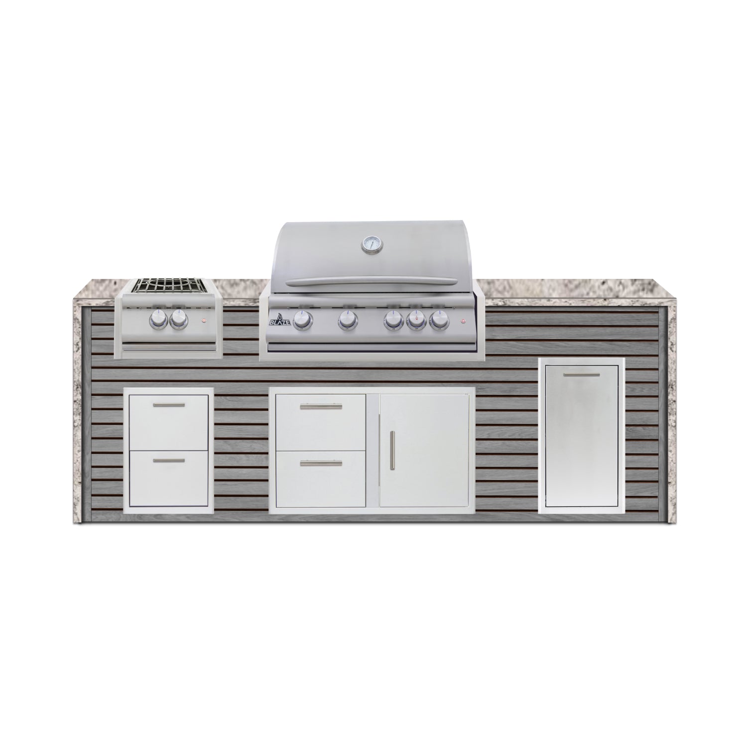 Blaze 96" Luxury Waterfall Finished Outdoor Kitchen PKG 10-AP-BLZ-10C+WF-AP