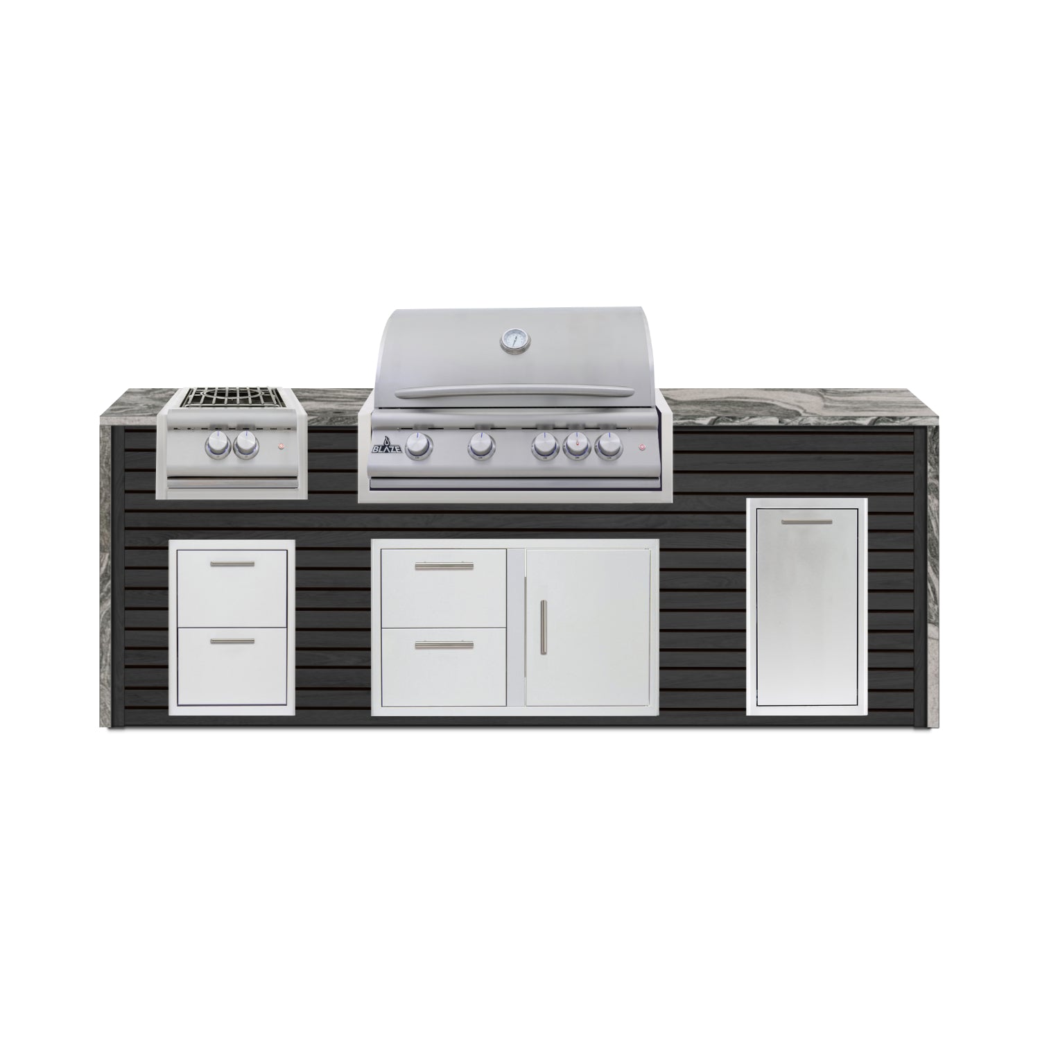 Blaze 96" Luxury Waterfall Finished Outdoor Kitchen PKG 10-AP-BLZ-10C+WF-AP