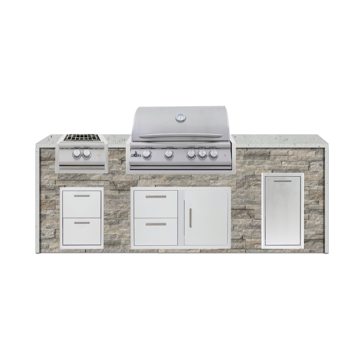 Blaze 96" Luxury Waterfall Finished Outdoor Kitchen PKG 10-ST-BLZ-10C+WF-ST