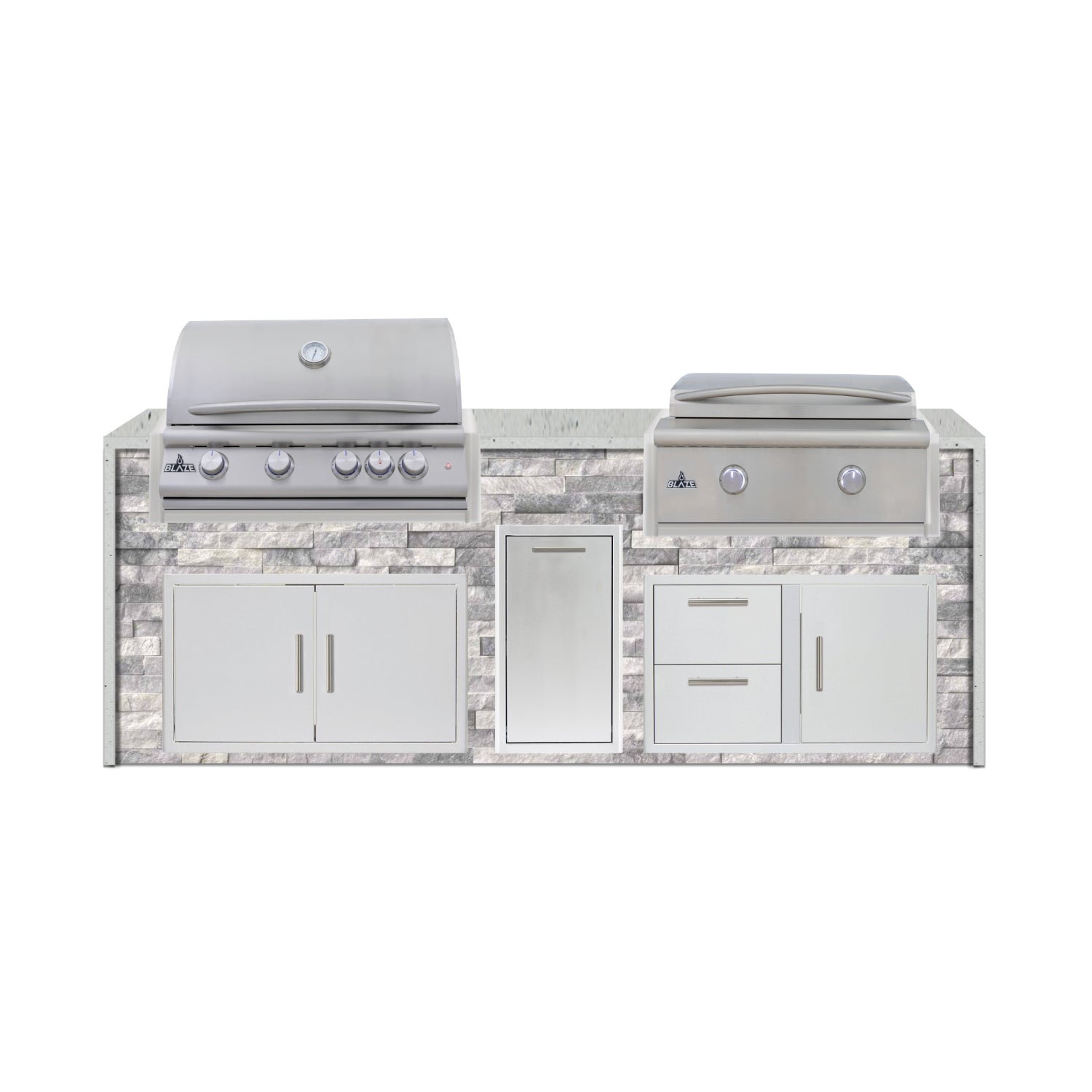 Blaze 96" Luxury Waterfall Finished Outdoor Kitchen PKG 13-ST-BLZ-13L+WF-ST