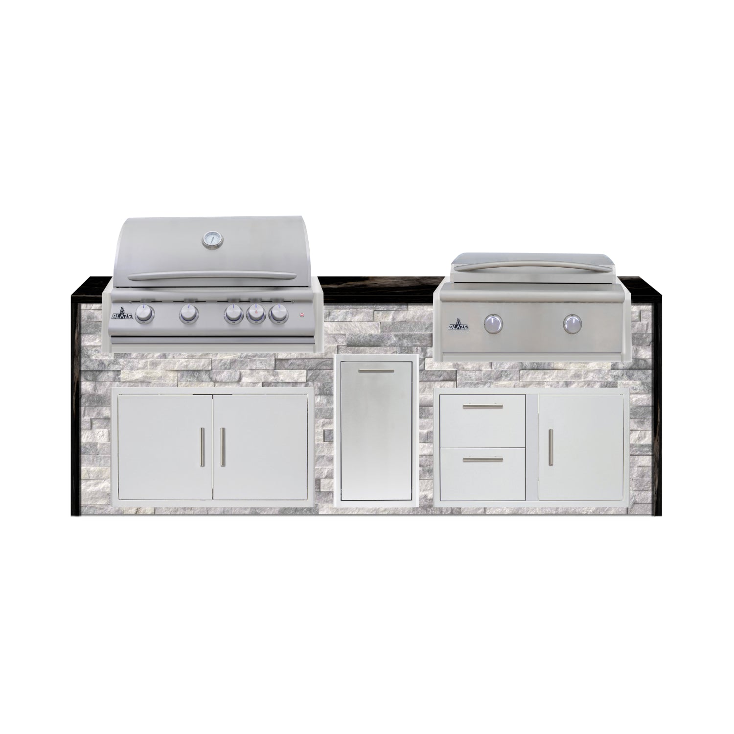 Blaze 96" Luxury Waterfall Finished Outdoor Kitchen PKG 13-ST-BLZ-13L+WF-ST