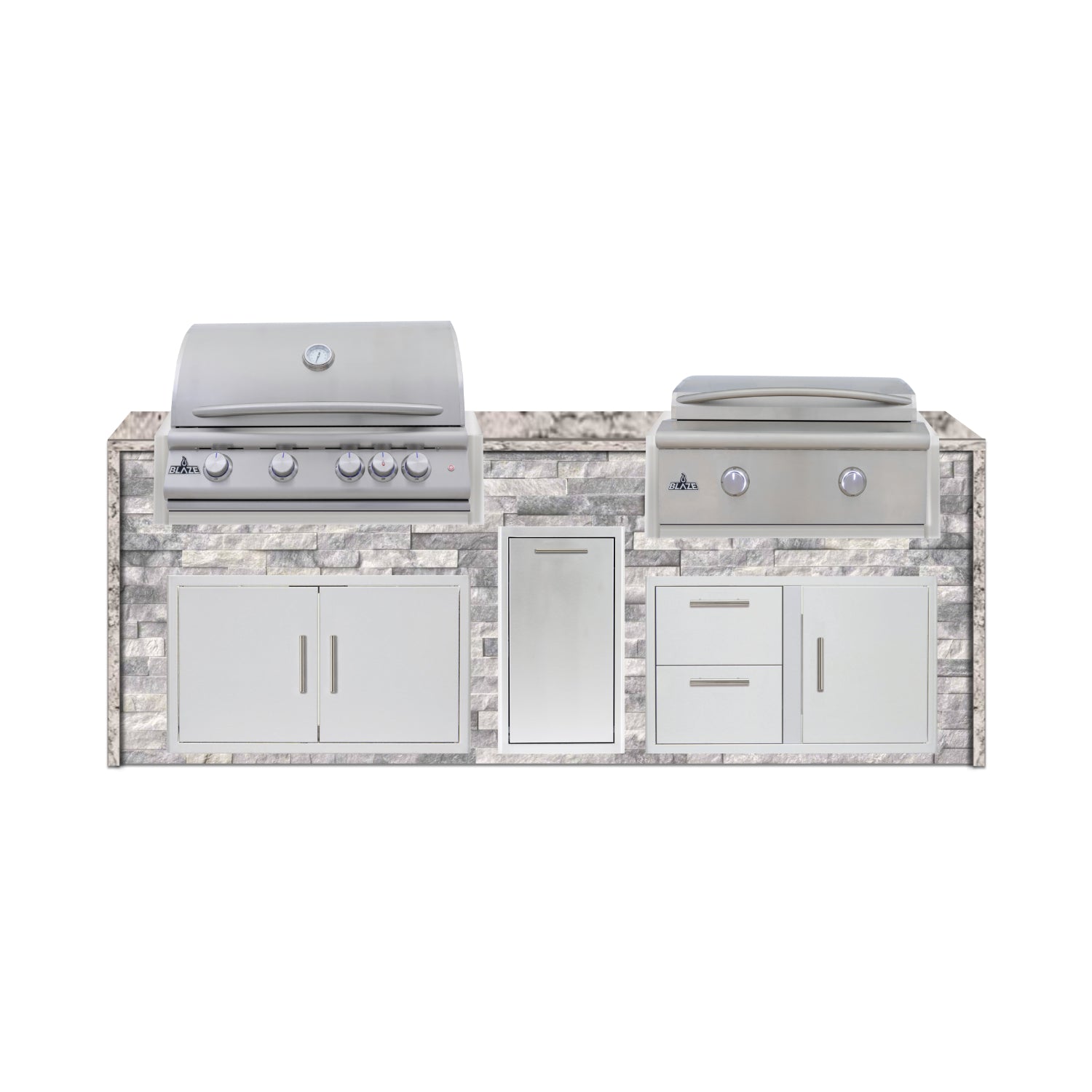 Blaze 96" Luxury Waterfall Finished Outdoor Kitchen PKG 13-ST-BLZ-13L+WF-ST