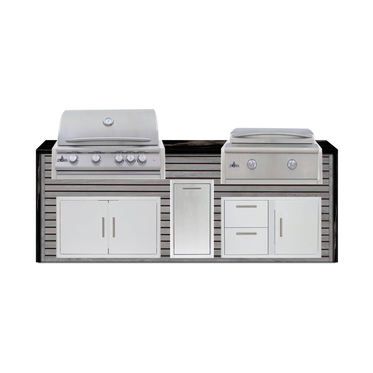 Blaze 96" Luxury Waterfall Finished Outdoor Kitchen PKG 13-AP-BLZ-13L+WF-AP