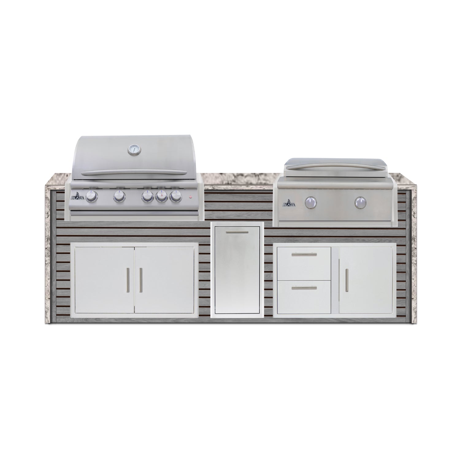 Blaze 72" Luxury Waterfall Finished Outdoor Kitchen PKG 4-AP-BLZ-4L+WF-AP