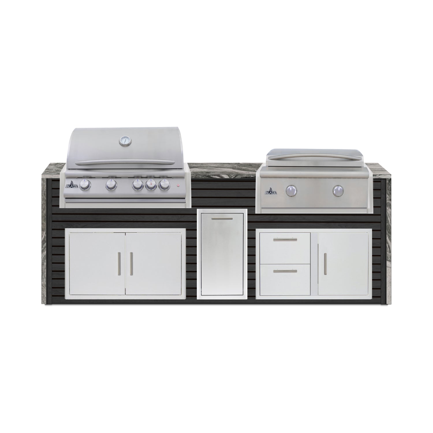 Blaze 96" Luxury Waterfall Finished Outdoor Kitchen PKG 13-AP-BLZ-13L+WF-AP