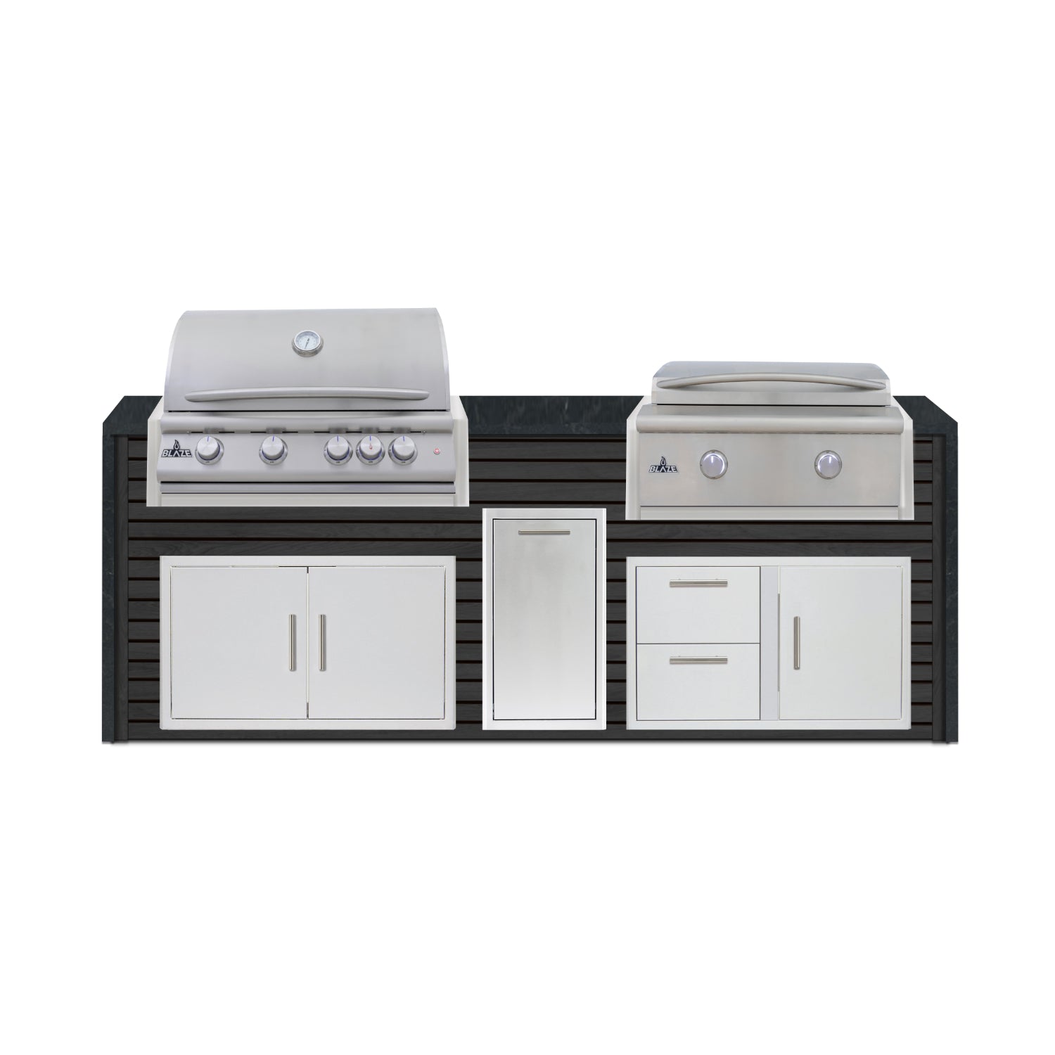 Blaze 72" Luxury Waterfall Finished Outdoor Kitchen PKG 4-AP-BLZ-4L+WF-AP