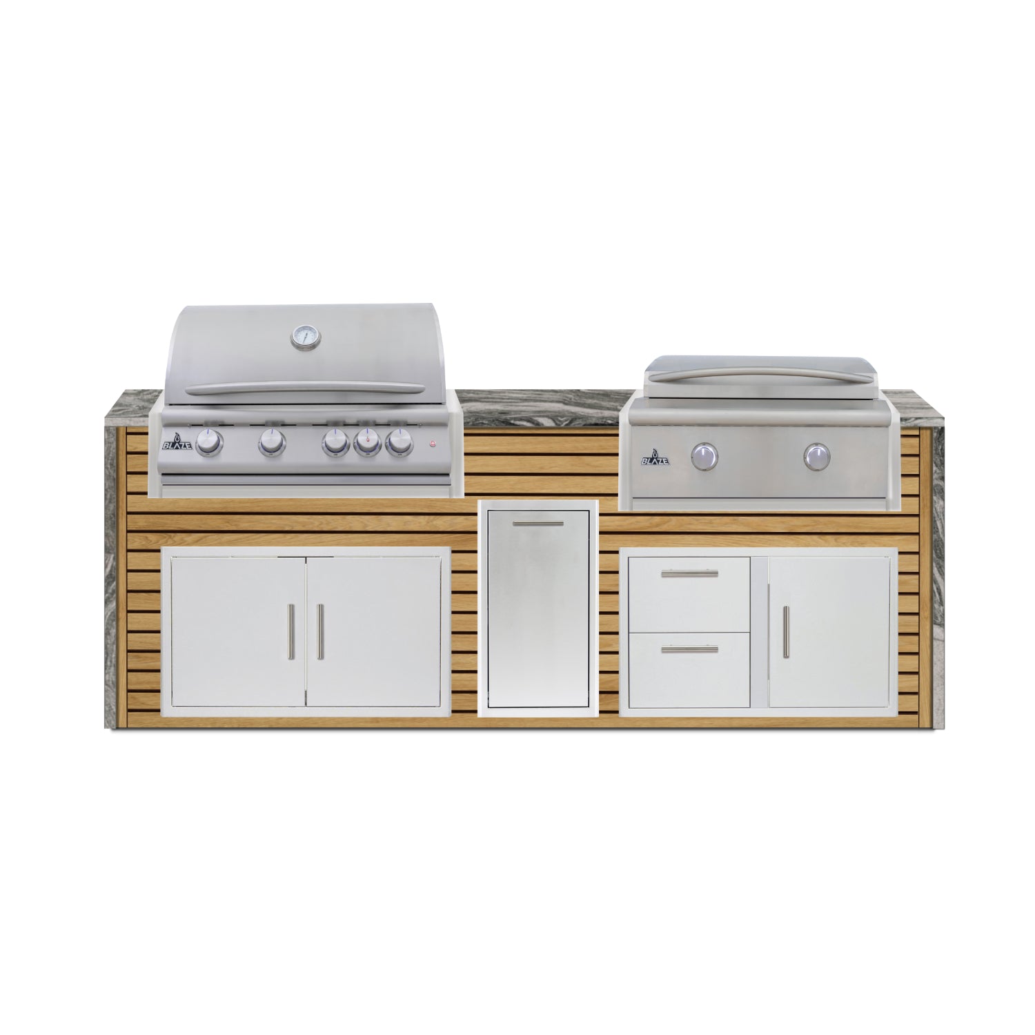 Blaze 96" Luxury Waterfall Finished Outdoor Kitchen PKG 13-AP-BLZ-13L+WF-AP