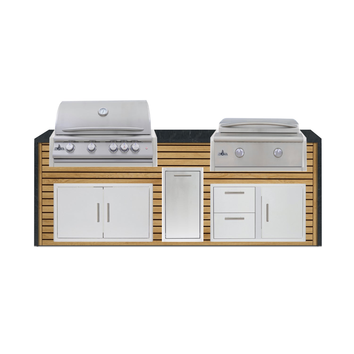 Blaze 96" Luxury Waterfall Finished Outdoor Kitchen PKG 13-AP-BLZ-13L+WF-AP