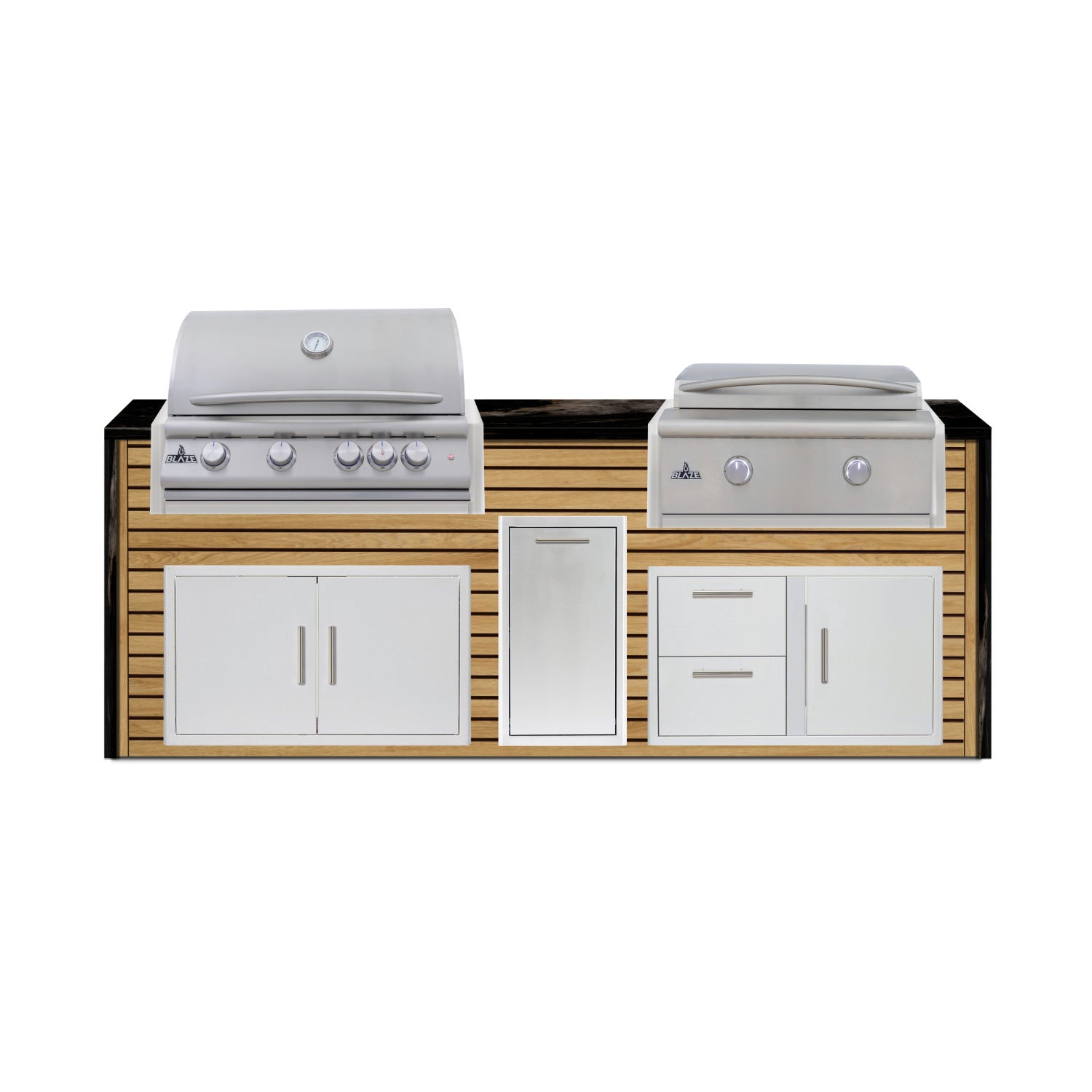 Blaze 96" Luxury Waterfall Finished Outdoor Kitchen PKG 13-AP-BLZ-13L+WF-AP