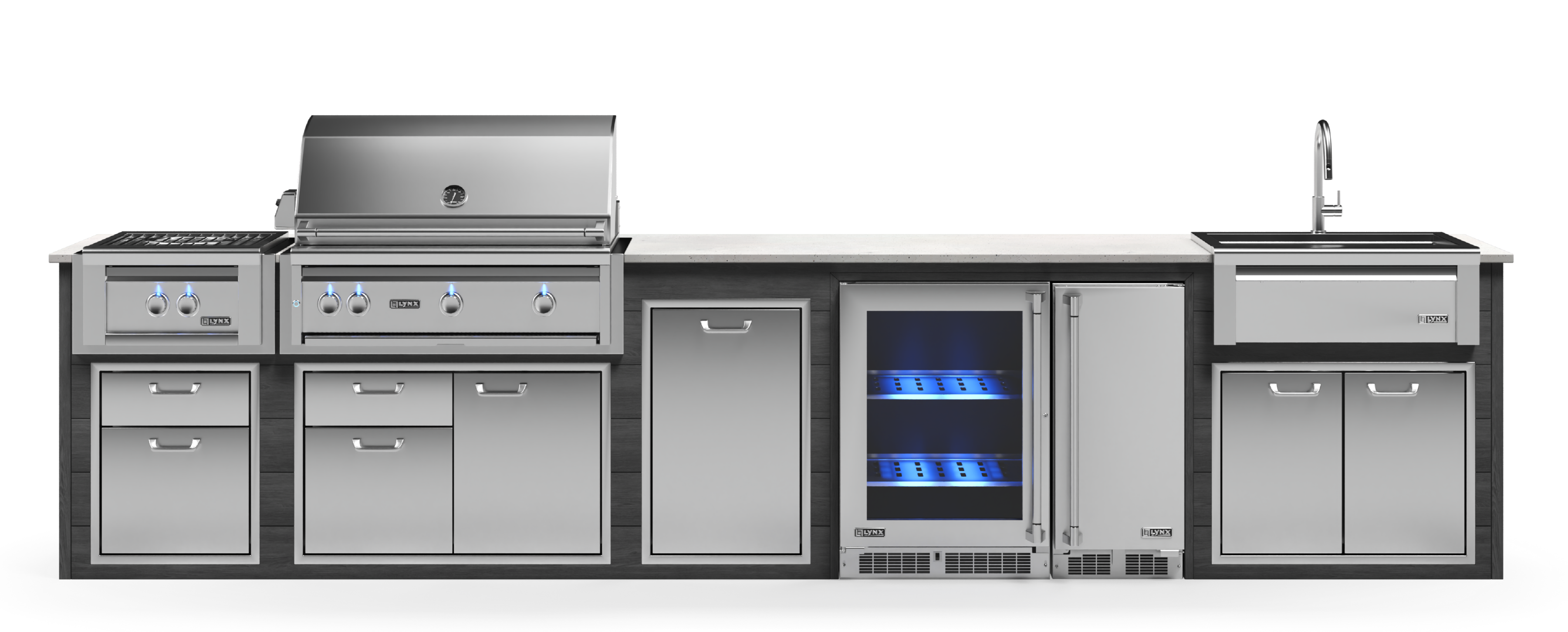 Lynx Pro Prestige Collection 168" Luxury Finished Outdoor Kitchen Package 15-LNX-15-PC
