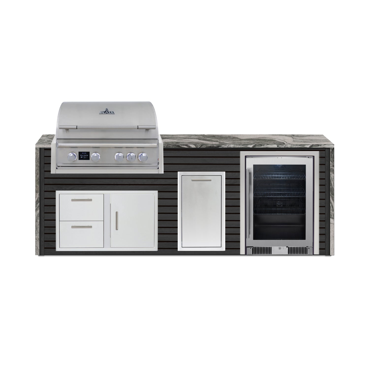 Blaze 96" Luxury Waterfall Finished Outdoor Kitchen PKG 19-AP-BLZ-19L+WF-AP