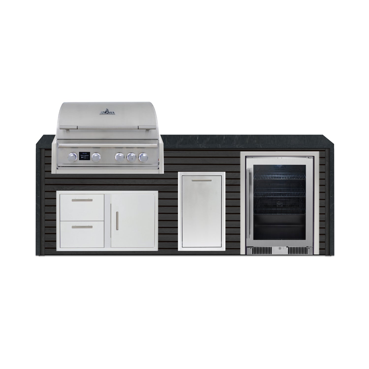 Blaze 96" Luxury Waterfall Finished Outdoor Kitchen PKG 19-AP-BLZ-19L+WF-AP