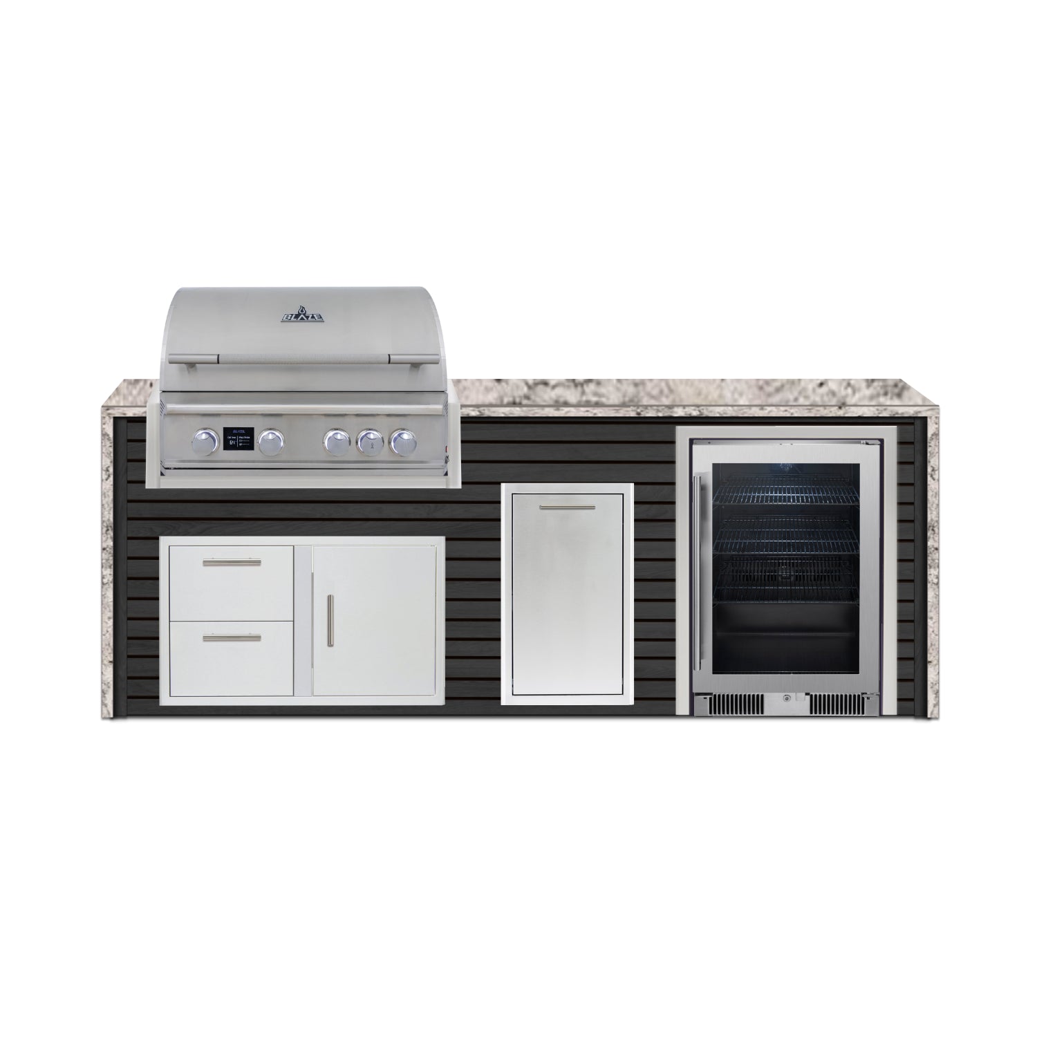 Blaze 96" Luxury Waterfall Finished Outdoor Kitchen PKG 19-AP-BLZ-19L+WF-AP