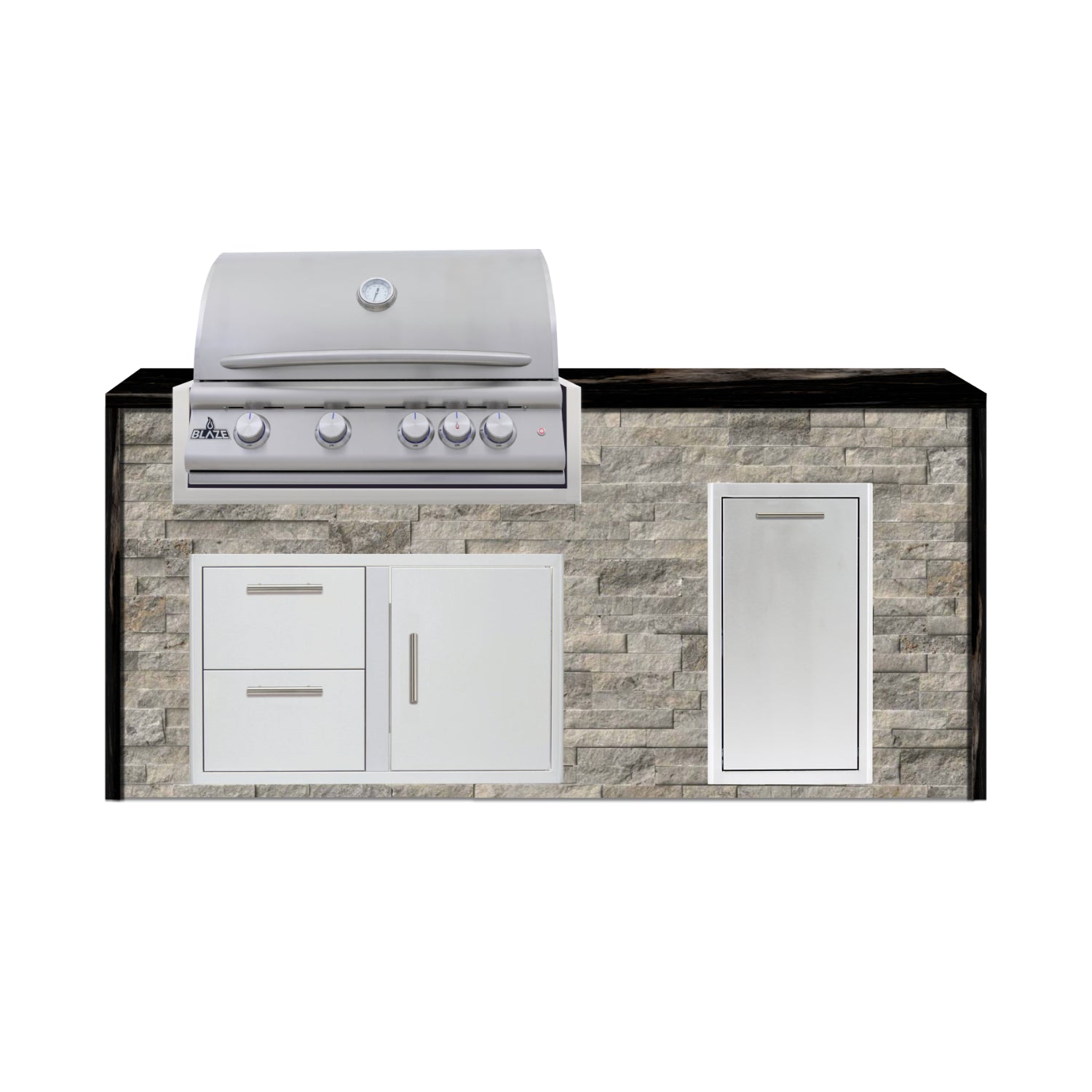 Blaze 72" Luxury Waterfall Finished Outdoor Kitchen PKG 4-ST-BLZ-4L+WF-ST