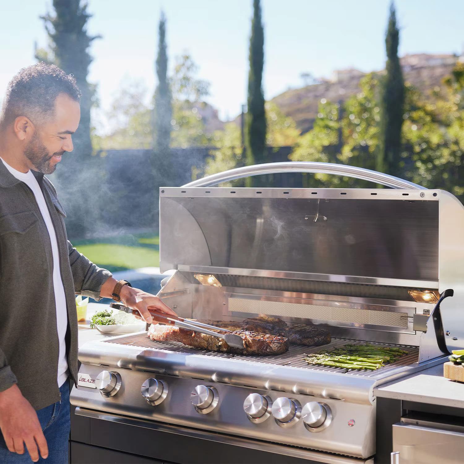 Blaze LTE 40-Inch 5-Burner Built-In Propane Or Natural Gas Grill With Rear Infrared Burner & Grill Lights-BLZ-5LTE3