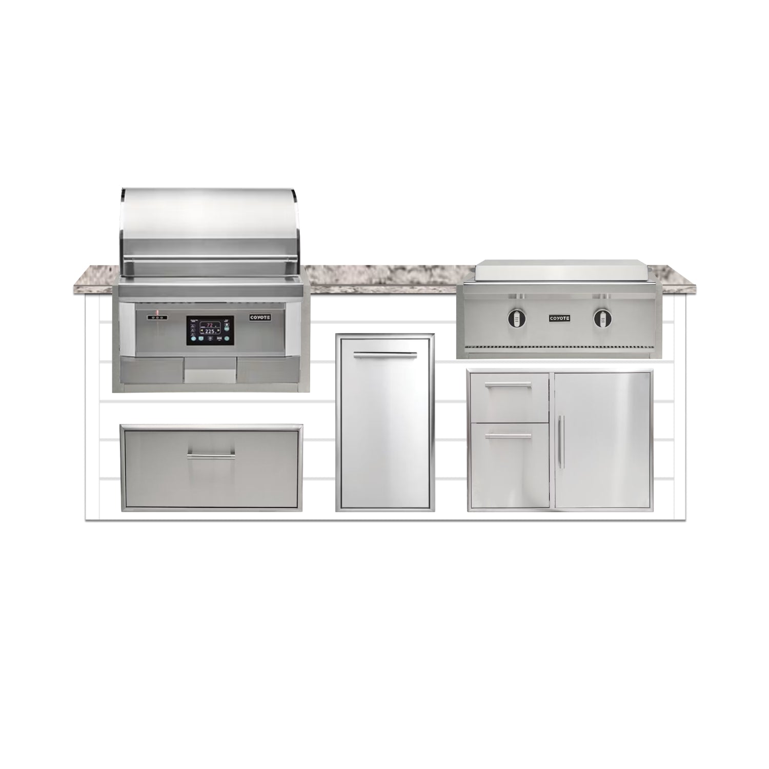 Coyote 96" Luxury Finished Outdoor Kitchen PKG 13P-CPKG13P