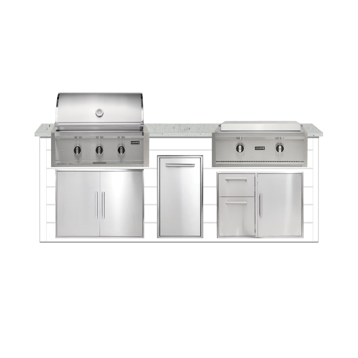Coyote 96" Luxury Finished Outdoor Kitchen PKG 13G-CPKG13G