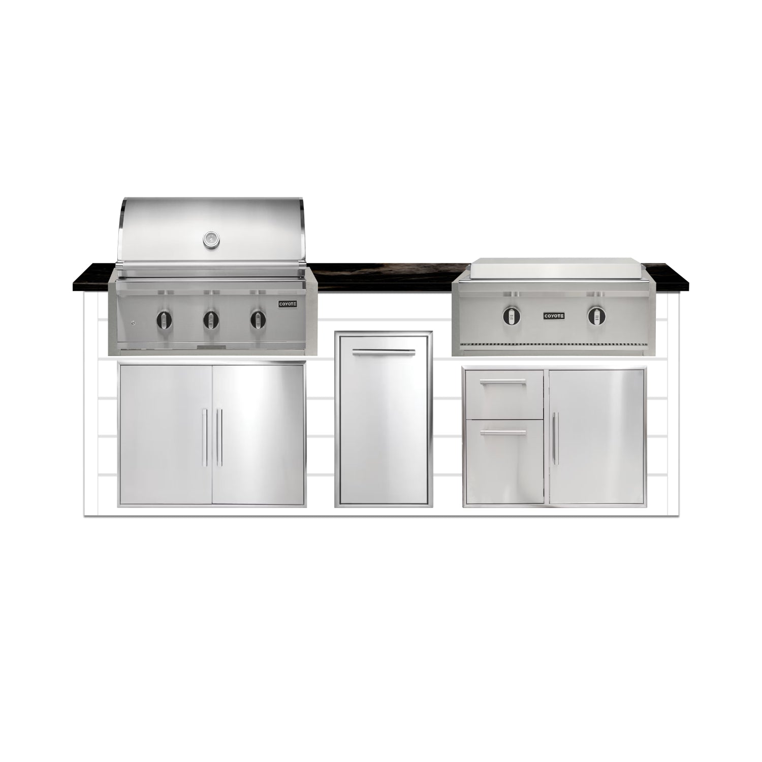 Coyote 96" Luxury Finished Outdoor Kitchen PKG 13G-CPKG13G
