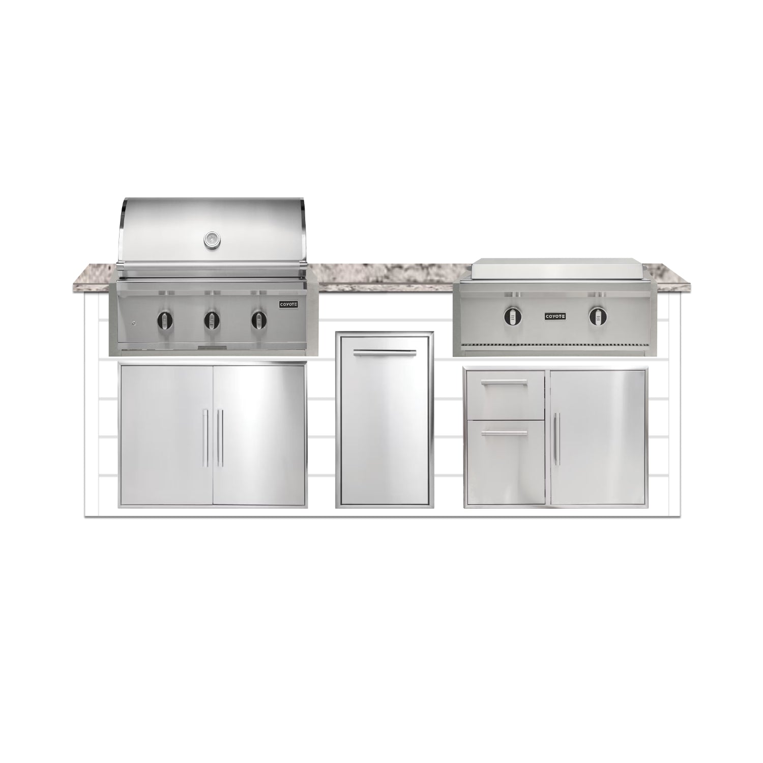 Coyote 96" Luxury Finished Outdoor Kitchen PKG 13G-CPKG13G