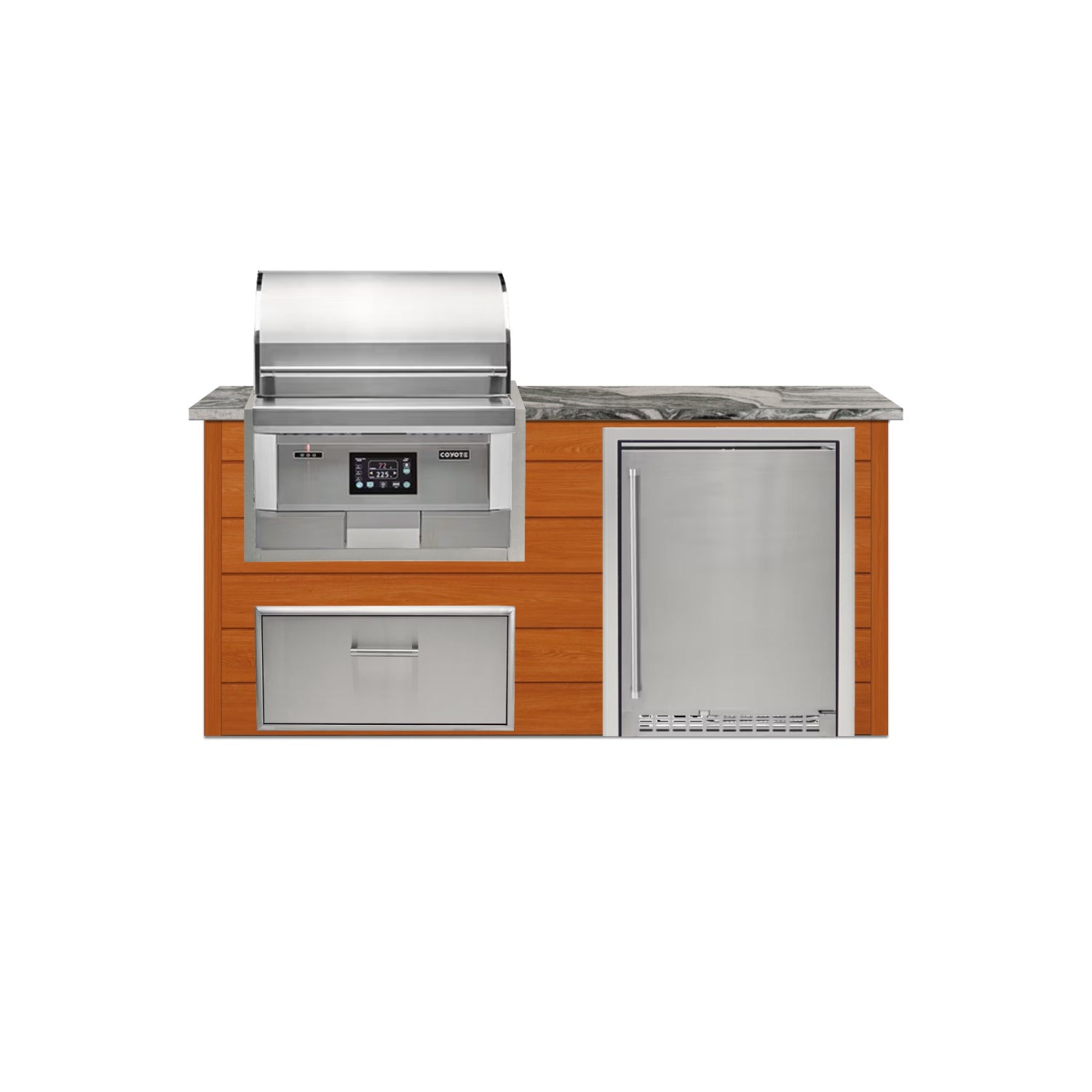 Coyote 72" Luxury Finished Outdoor Kitchen PKG 3P-CPKG3P