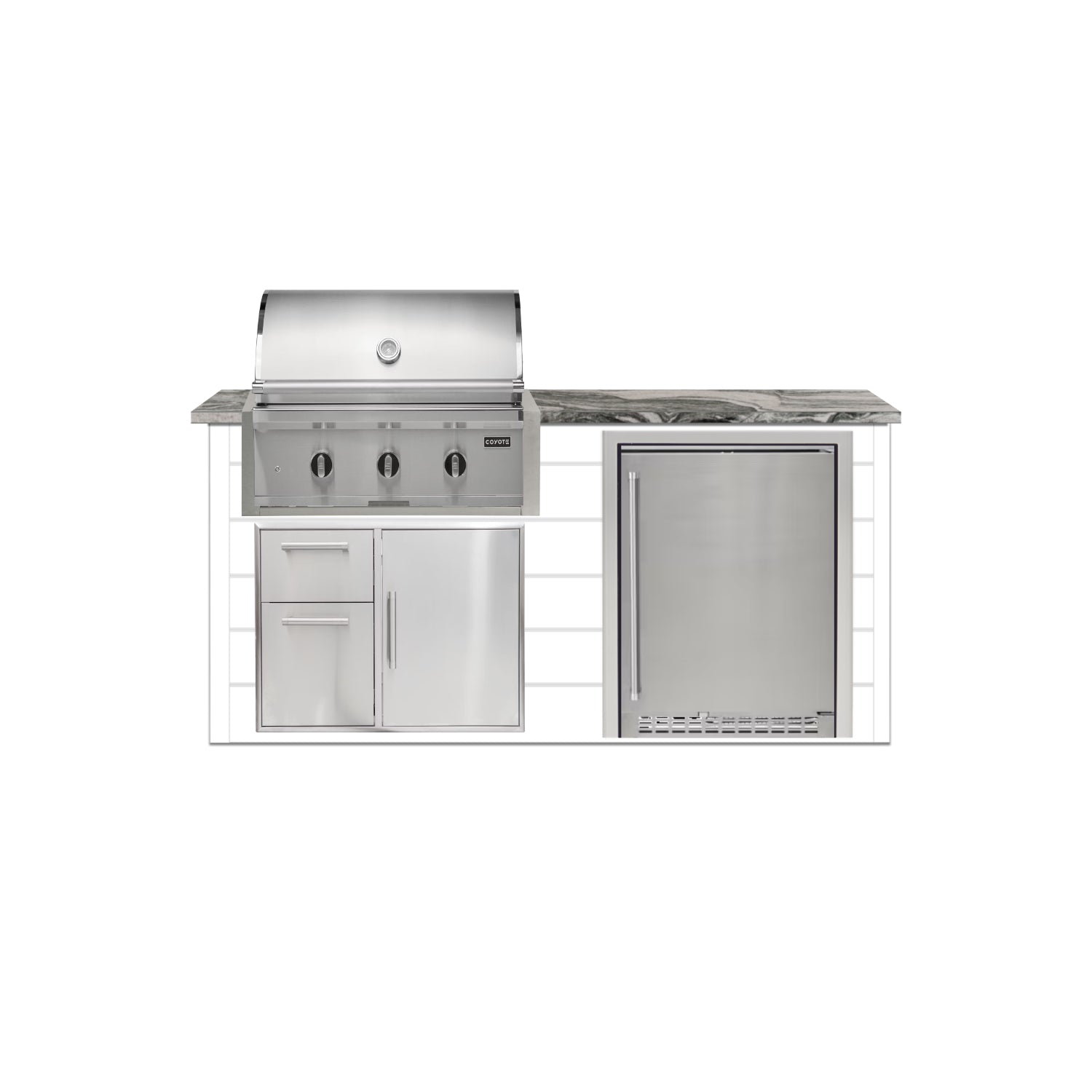 Coyote 72" Luxury Finished Outdoor Kitchen PKG 3G-CPKG3G