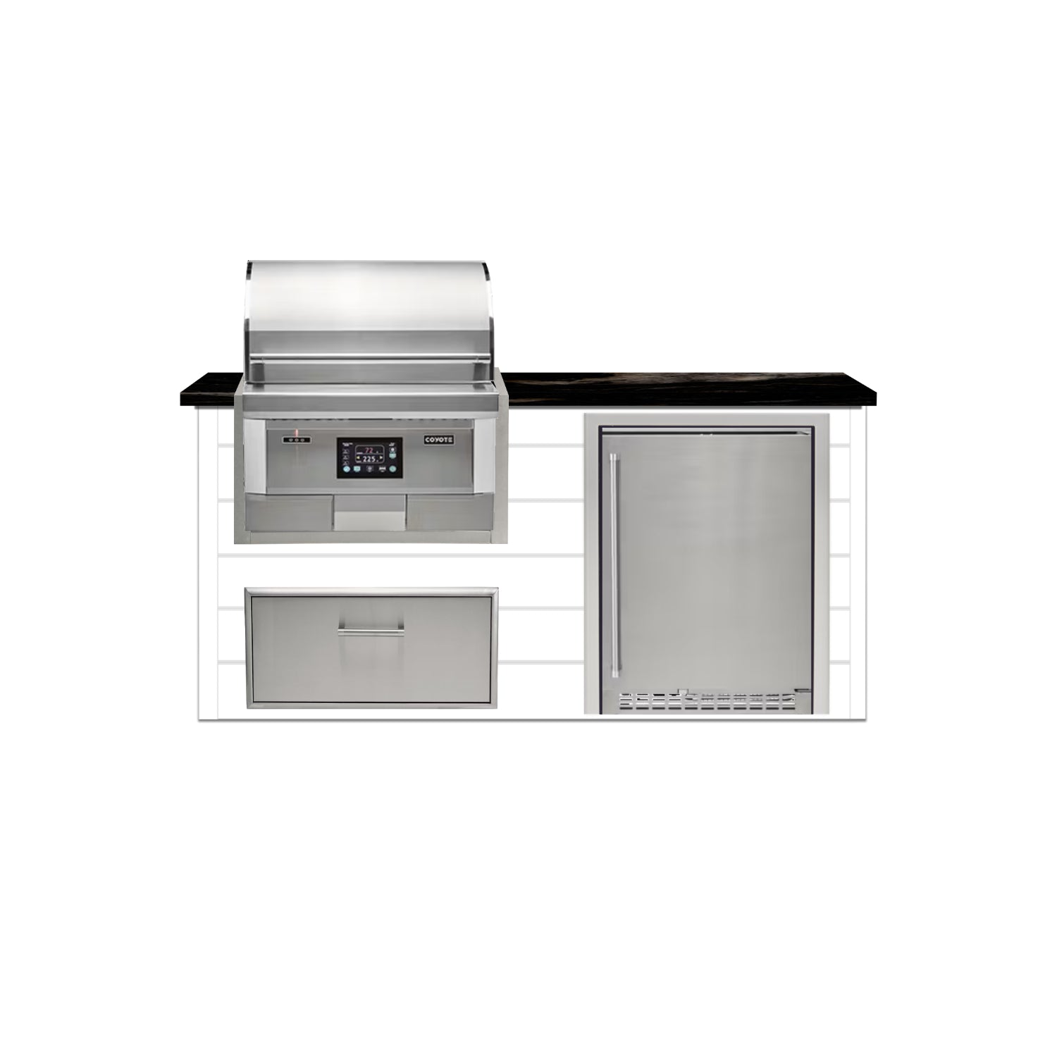 Coyote 72" Luxury Finished Outdoor Kitchen PKG 3P-CPKG3P
