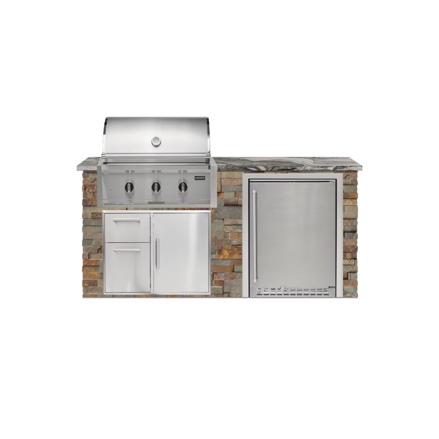Coyote 72" Luxury Finished Outdoor Kitchen PKG 3G-CPKG3G