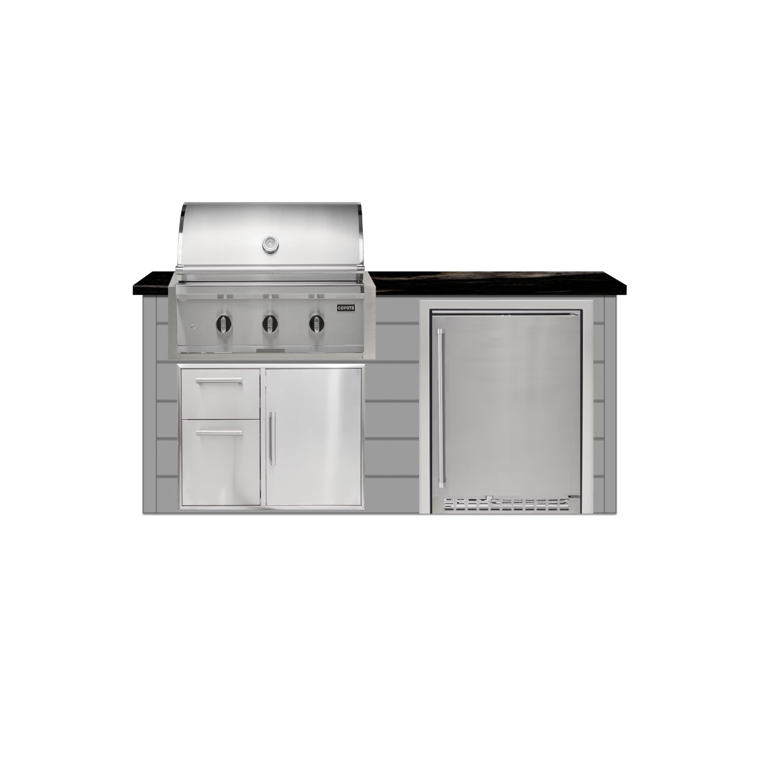 Coyote 72" Luxury Finished Outdoor Kitchen PKG 3G-CPKG3G