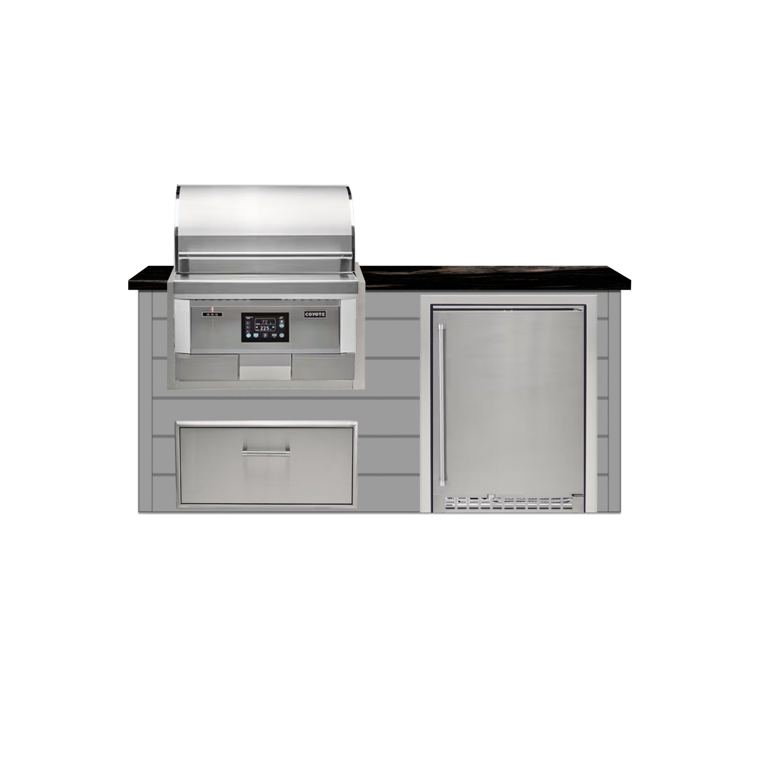 Coyote 72" Luxury Finished Outdoor Kitchen PKG 3P-CPKG3P