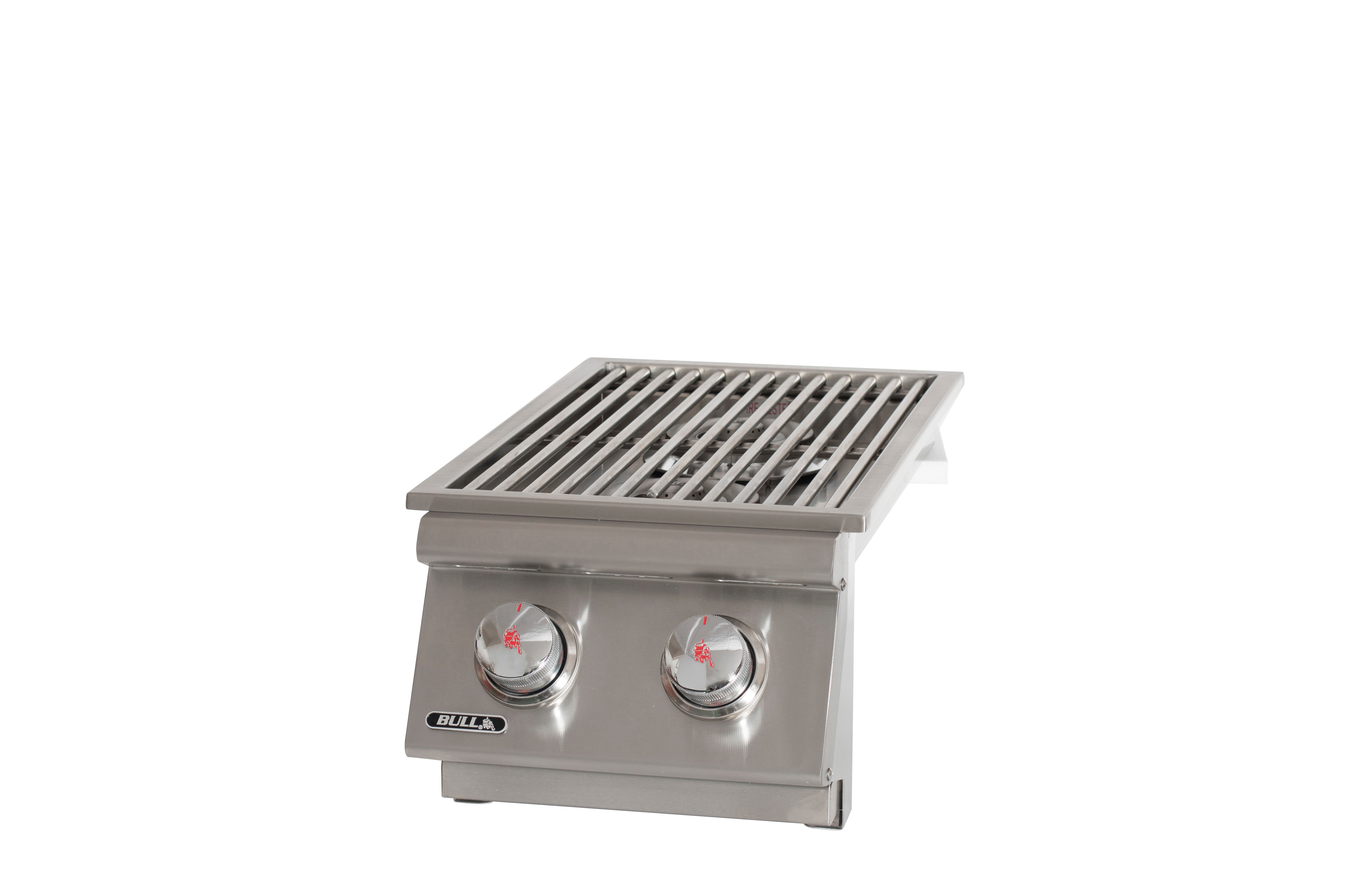 Bull Built-In Natural Gas and Propane Gas Double Side Burner W/ Stainless Steel Lid -300008/9