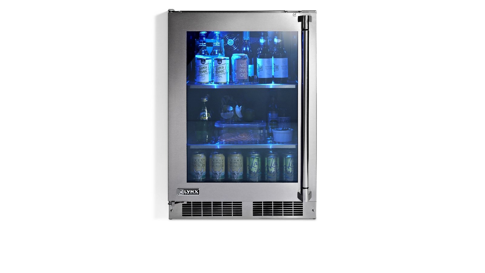 Lynx 24-Inch 5.3 Cu. Ft. Right Hinge Outdoor Rated Compact Glass Door Refrigerator - LN24REFGR