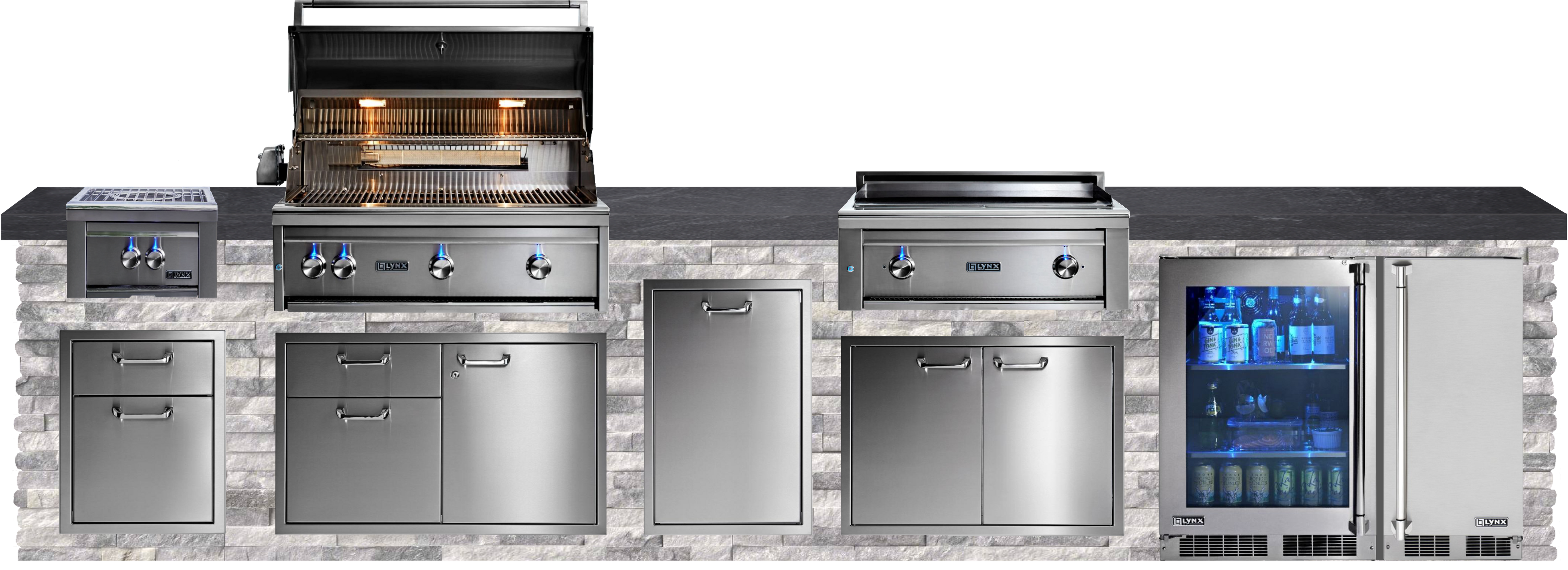 Lynx Pro Classic Collection 168" Luxury Finished Outdoor Kitchen Package 16-LNX-16-CC