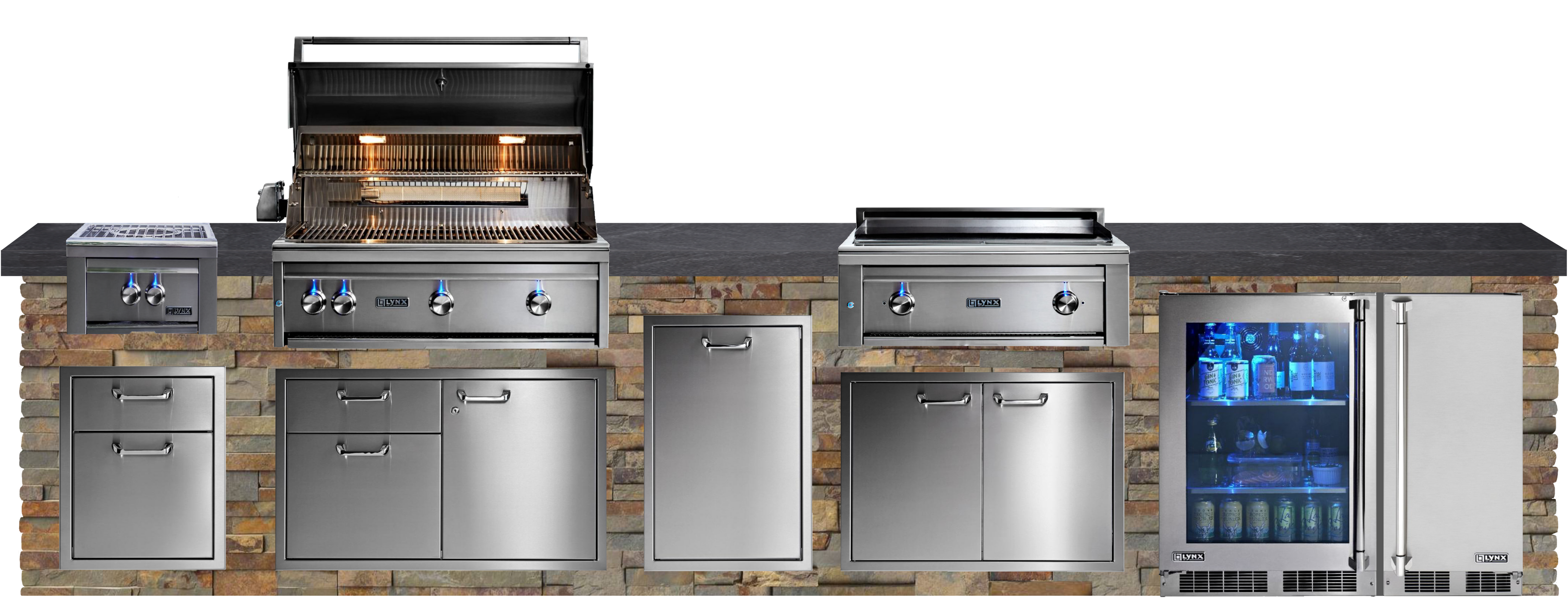 Lynx Pro Classic Collection 168" Luxury Finished Outdoor Kitchen Package 16-LNX-16-CC