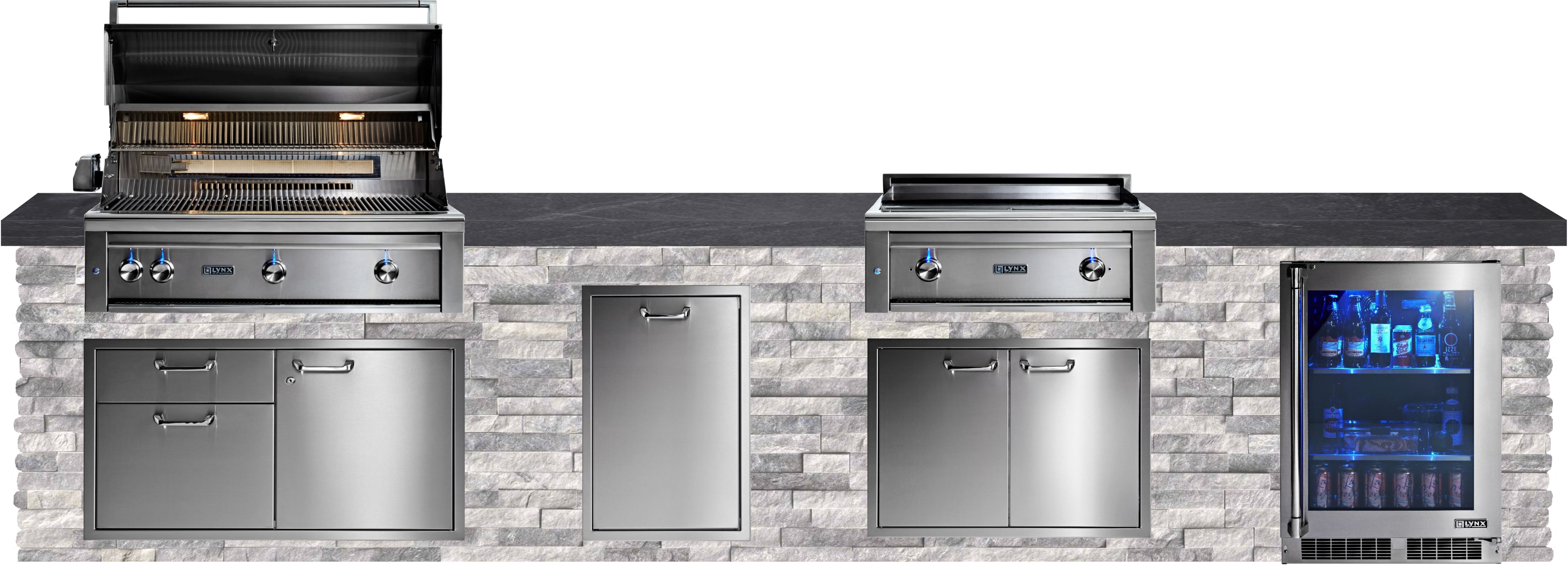 Lynx Pro Classic Collection 168" Luxury Finished Outdoor Kitchen Package 17-LNX-QSHIP17