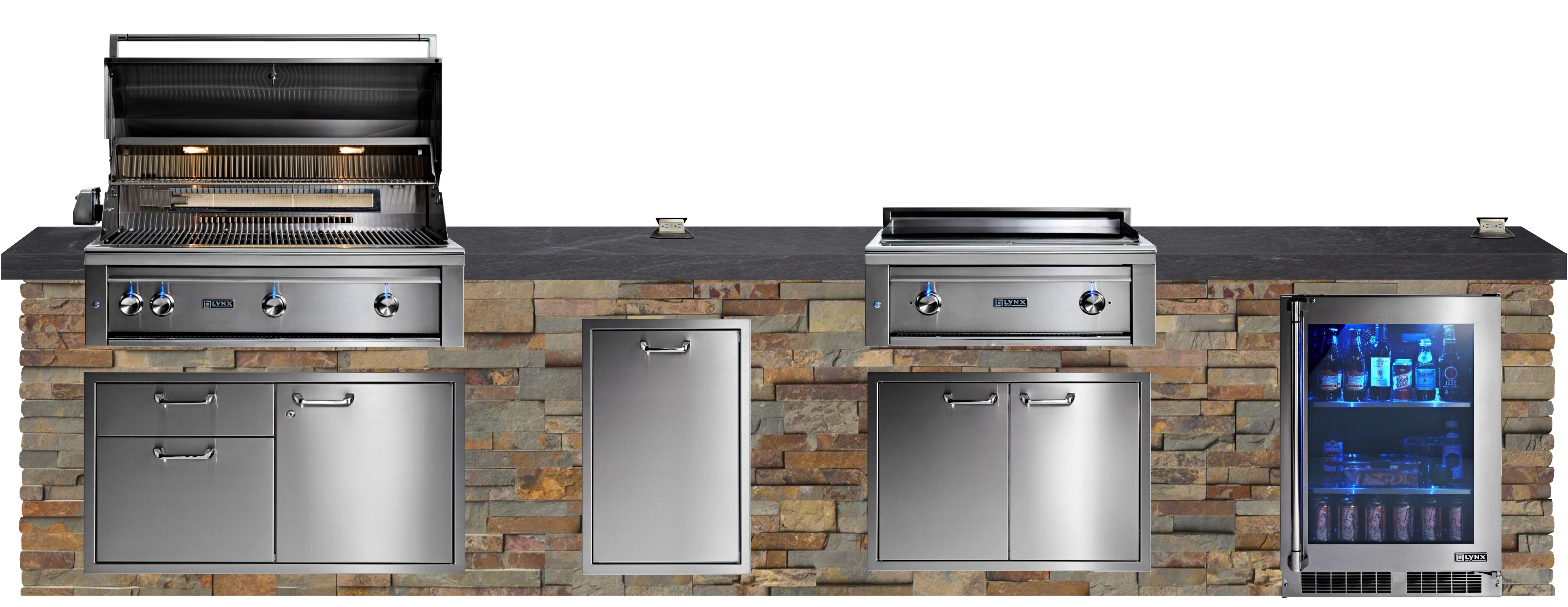 Lynx Pro Classic Collection 168" Luxury Finished Outdoor Kitchen Package 17-LNX-QSHIP17