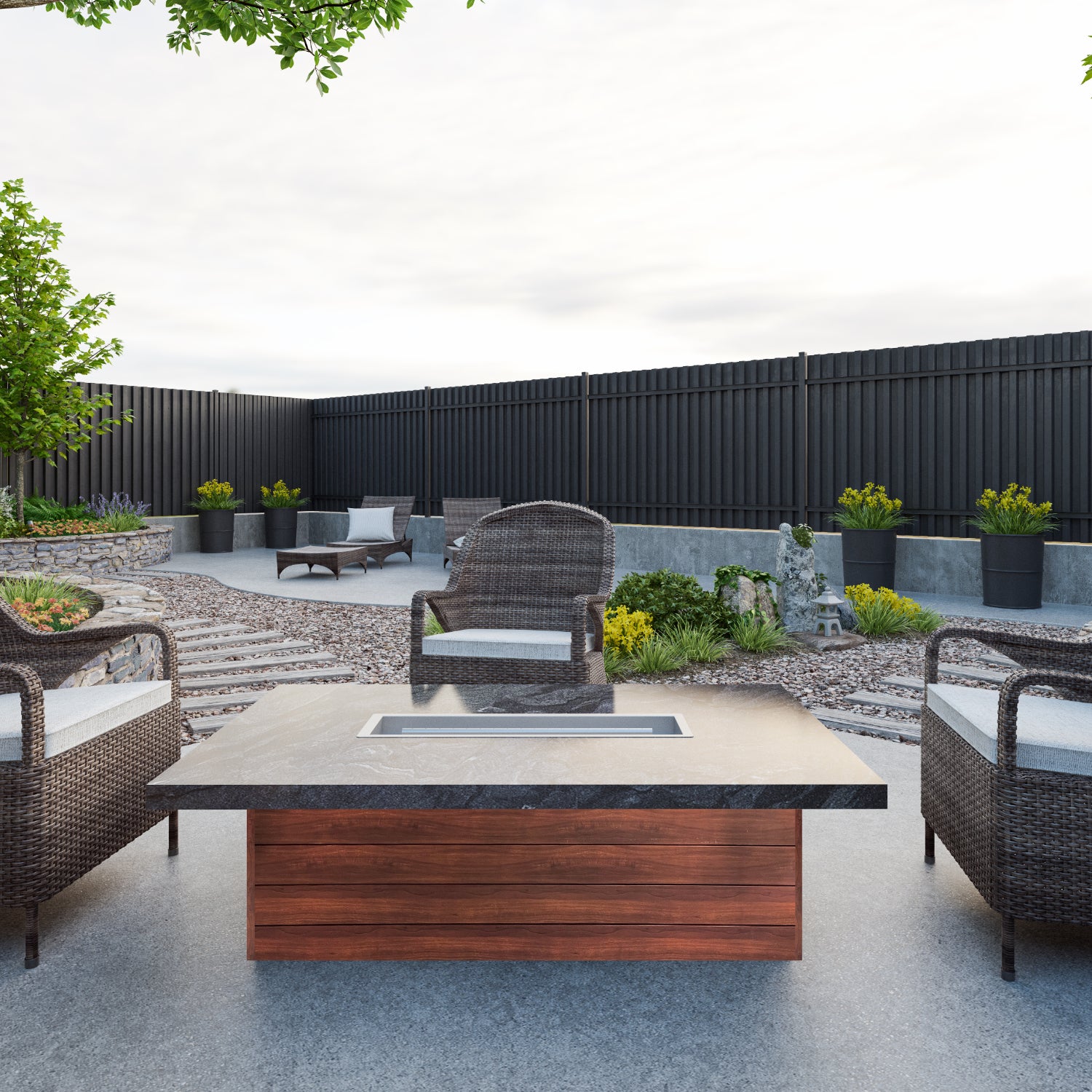 Luxury Low Chat Extended Fire Table Fully Finished-BR-LCT-ET