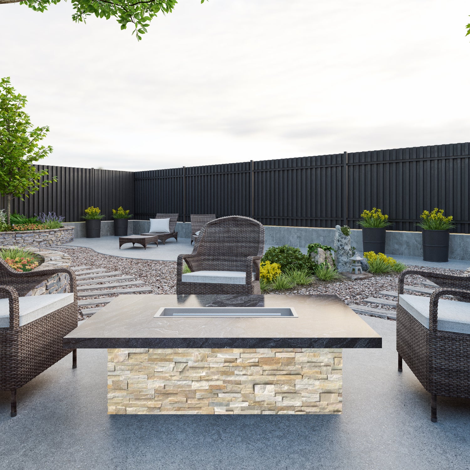Luxury Low Chat Extended Fire Table Fully Finished-BR-LCT-ET