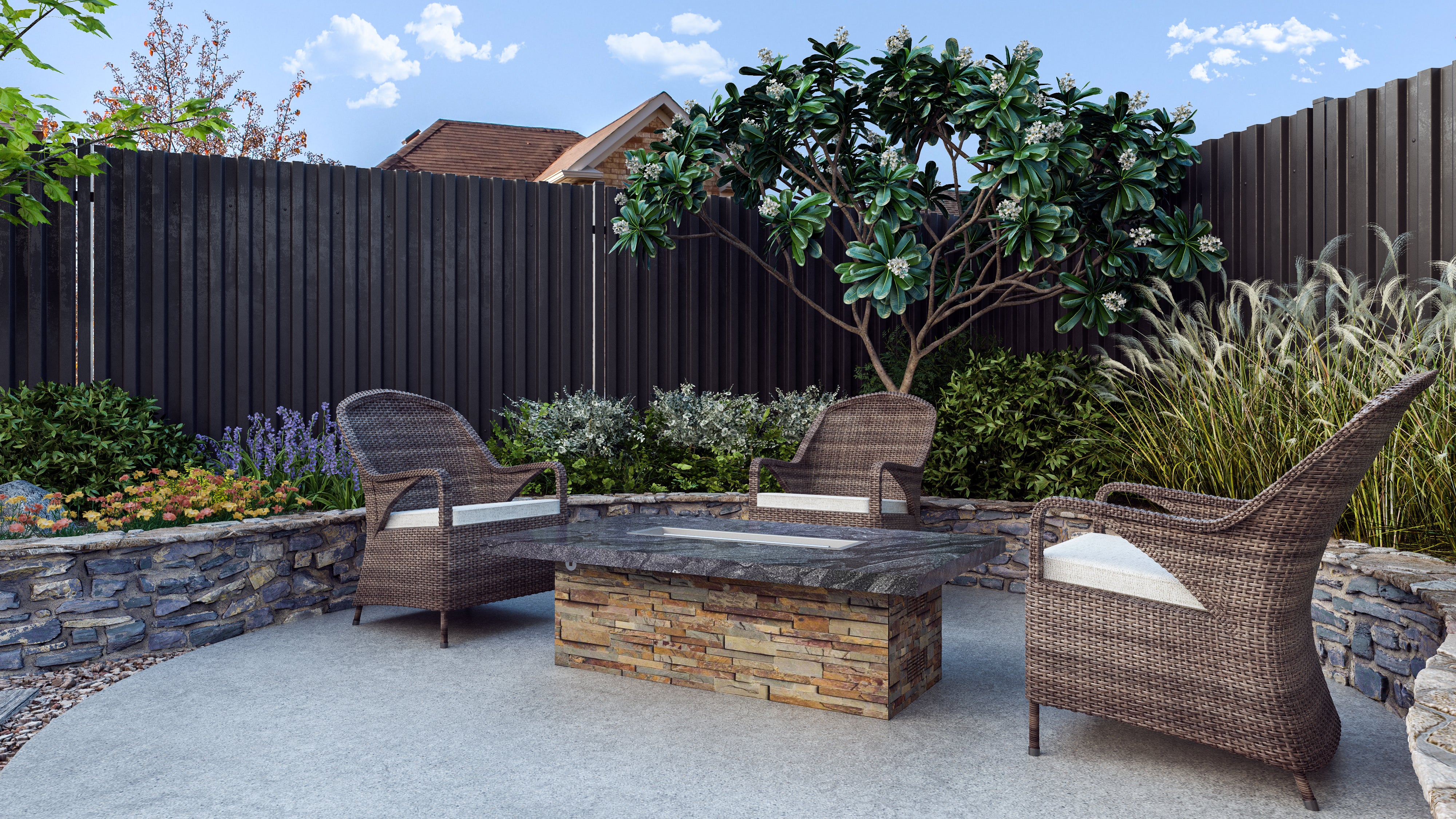 Luxury Low Chat Extended Fire Table Fully Finished-BR-LCT-ET