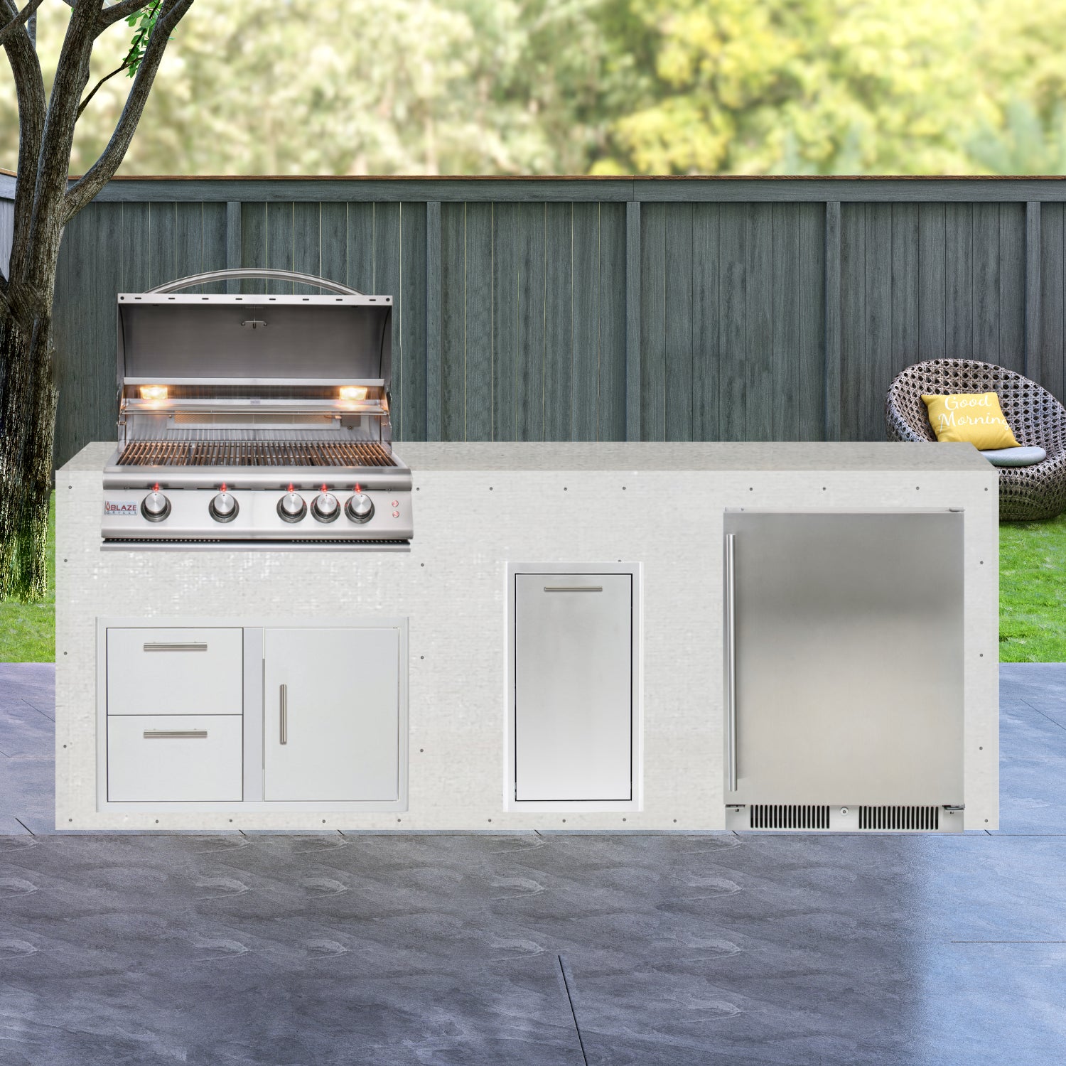 Blaze 96" Ready-To-Finish Quick Ship Outdoor Kitchen PKG2-BLZ-RTFQS2