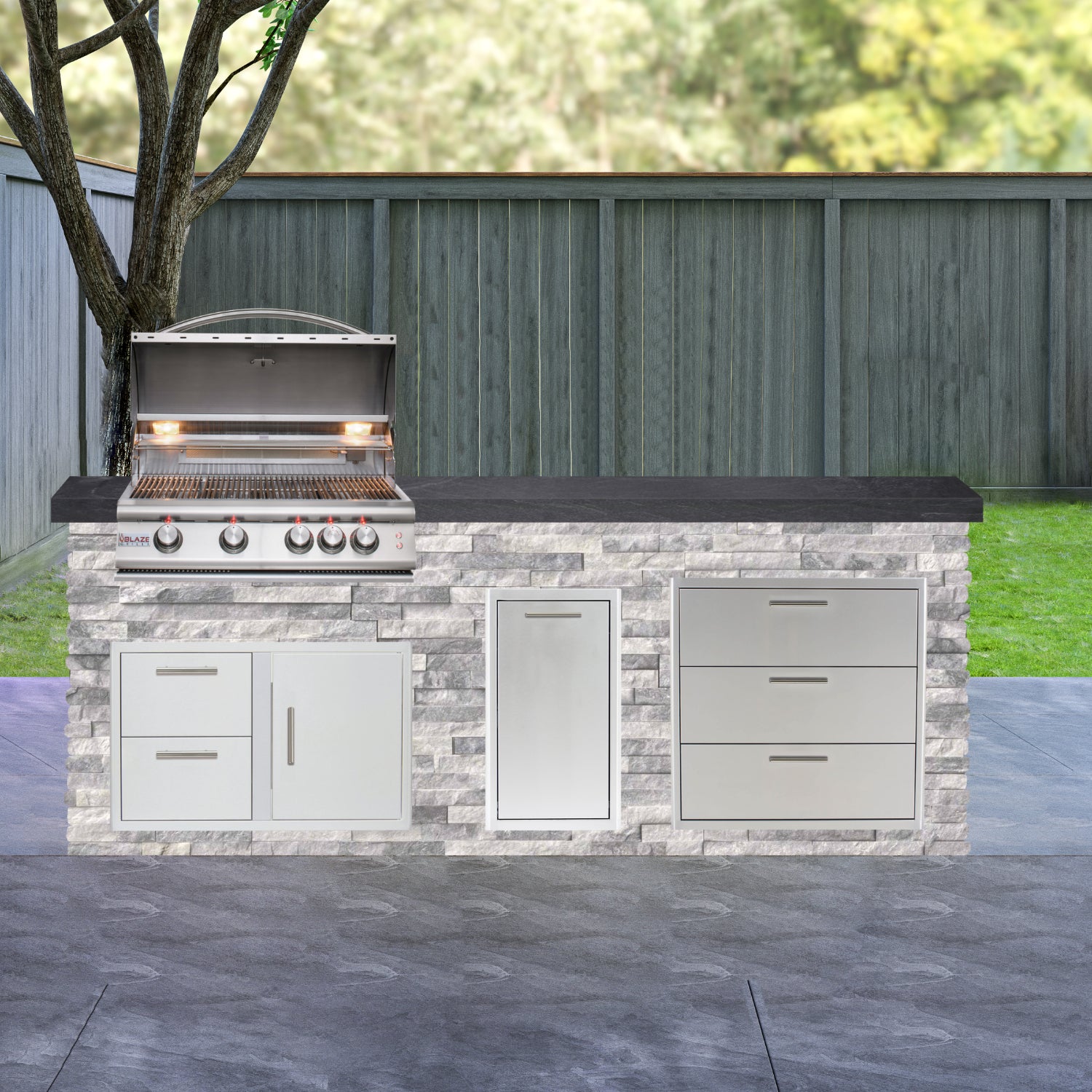 Blaze Quick Ship 96" Luxury Finished Outdoor Kitchen PKG 1-BLZ-QSHIP1