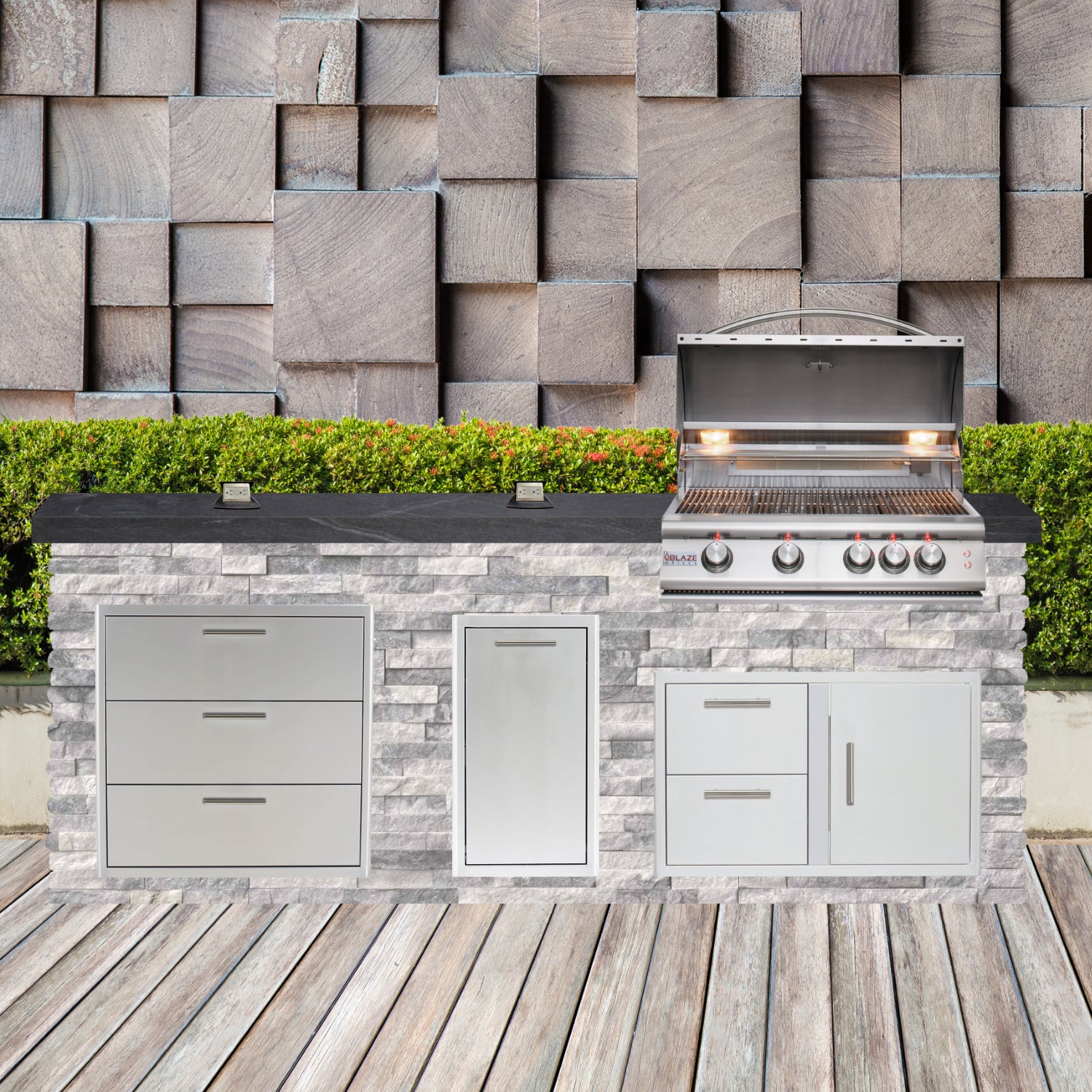 Blaze Quick Ship 96" Luxury Finished Outdoor Kitchen PKG 1-BLZ-QSHIP1