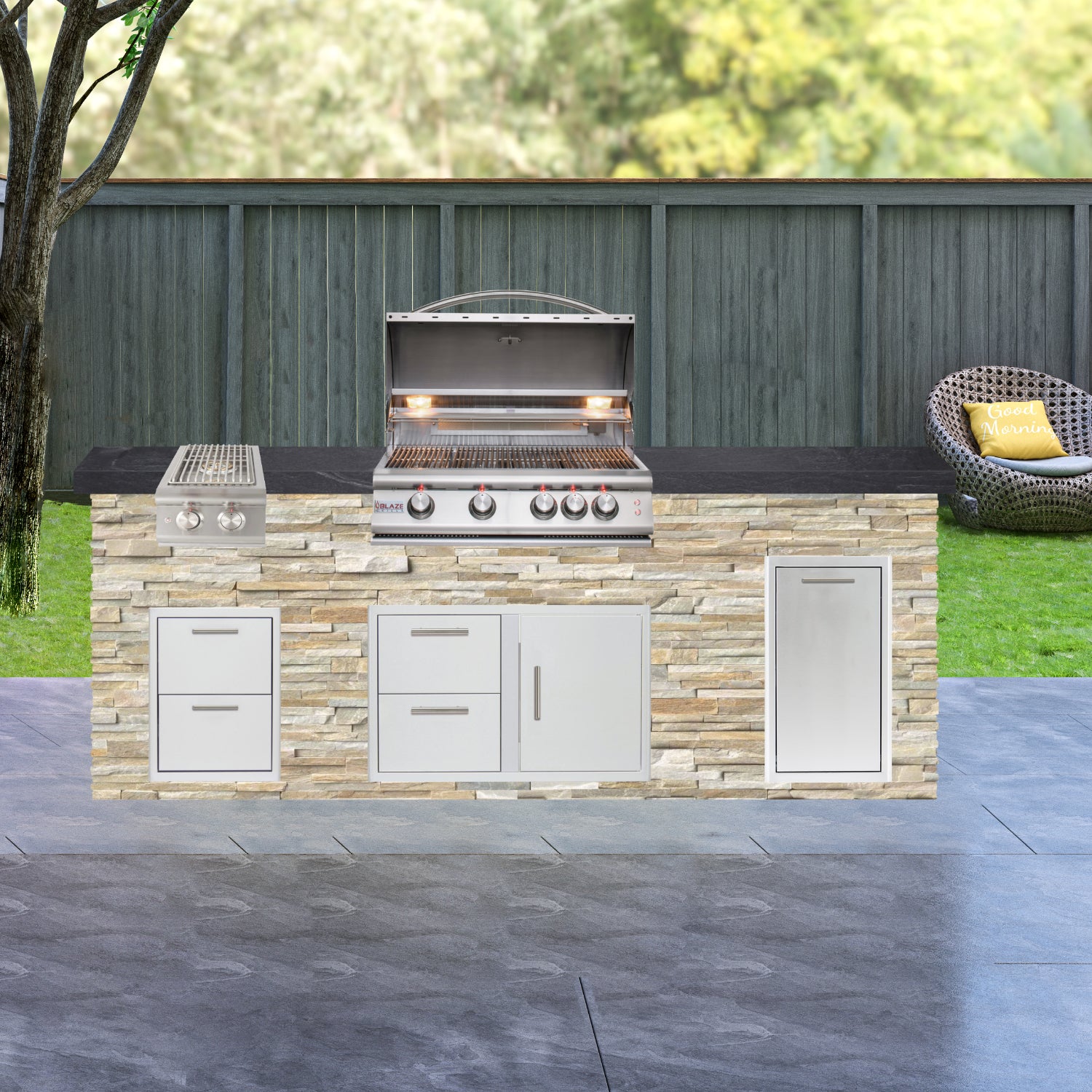 Blaze Quick Ship 96" Luxury Finished Outdoor Kitchen PKG 10-BLZ-QSHIP10