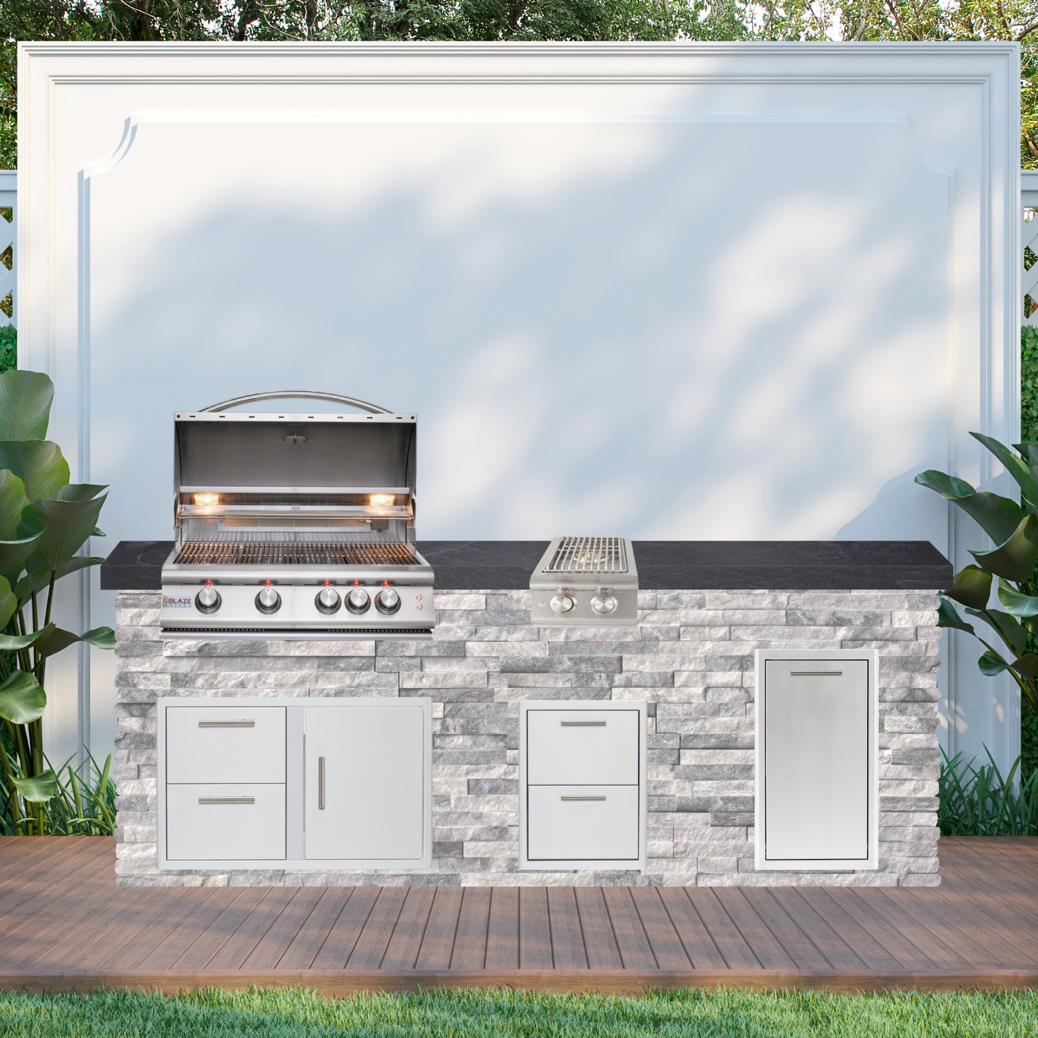 Blaze Quick Ship 96" Luxury Finished Outdoor Kitchen PKG 10-BLZ-QSHIP10