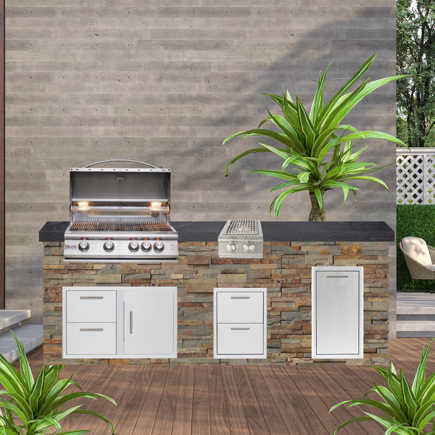 Blaze Quick Ship 96" Luxury Finished Outdoor Kitchen PKG 10-BLZ-QSHIP10