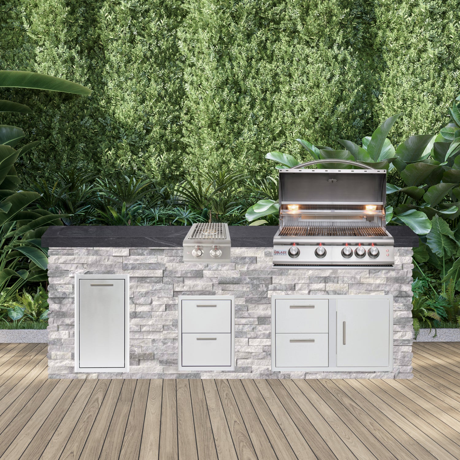 Blaze Quick Ship 96" Luxury Finished Outdoor Kitchen PKG 10-BLZ-QSHIP10