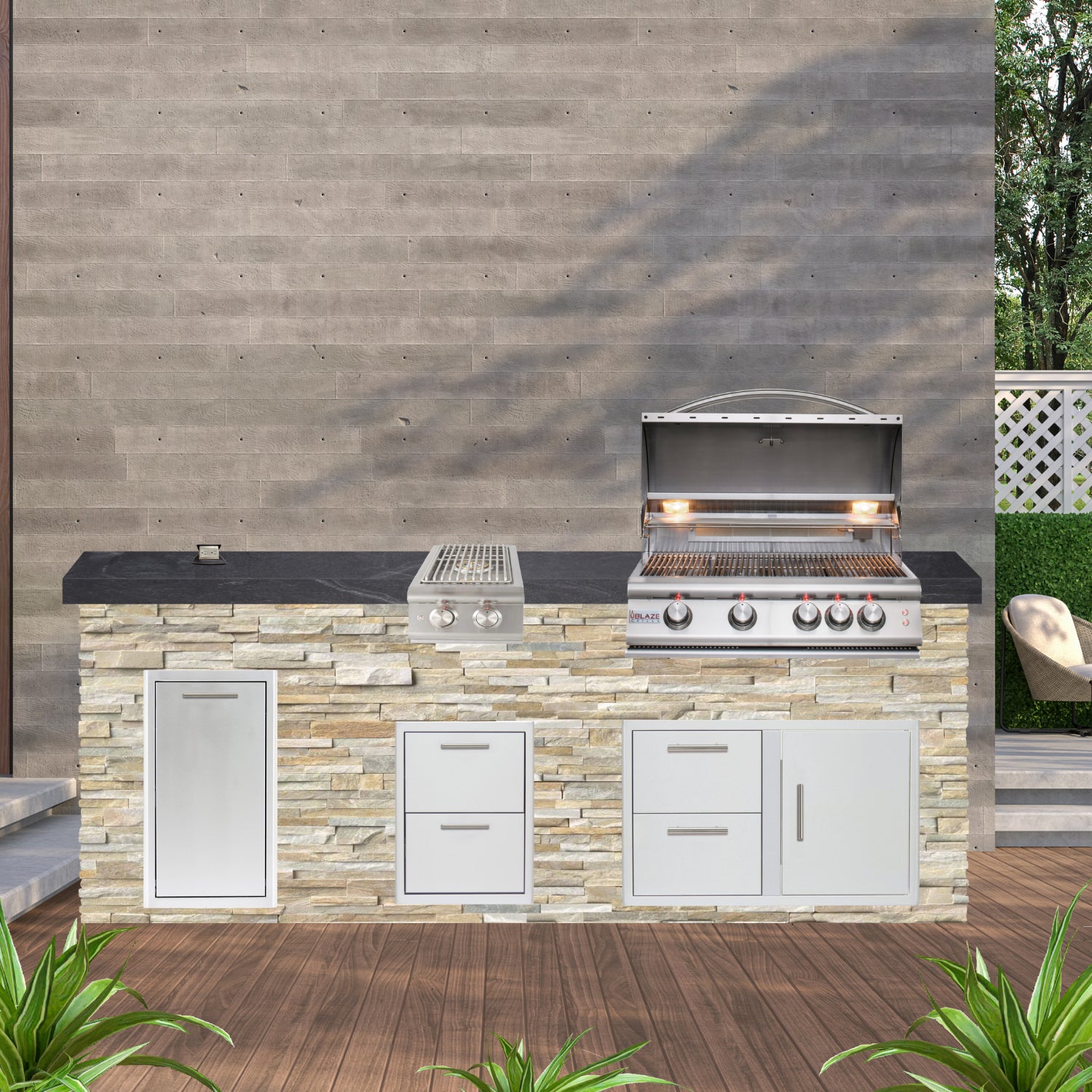 Blaze Quick Ship 96" Luxury Finished Outdoor Kitchen PKG 10-BLZ-QSHIP10
