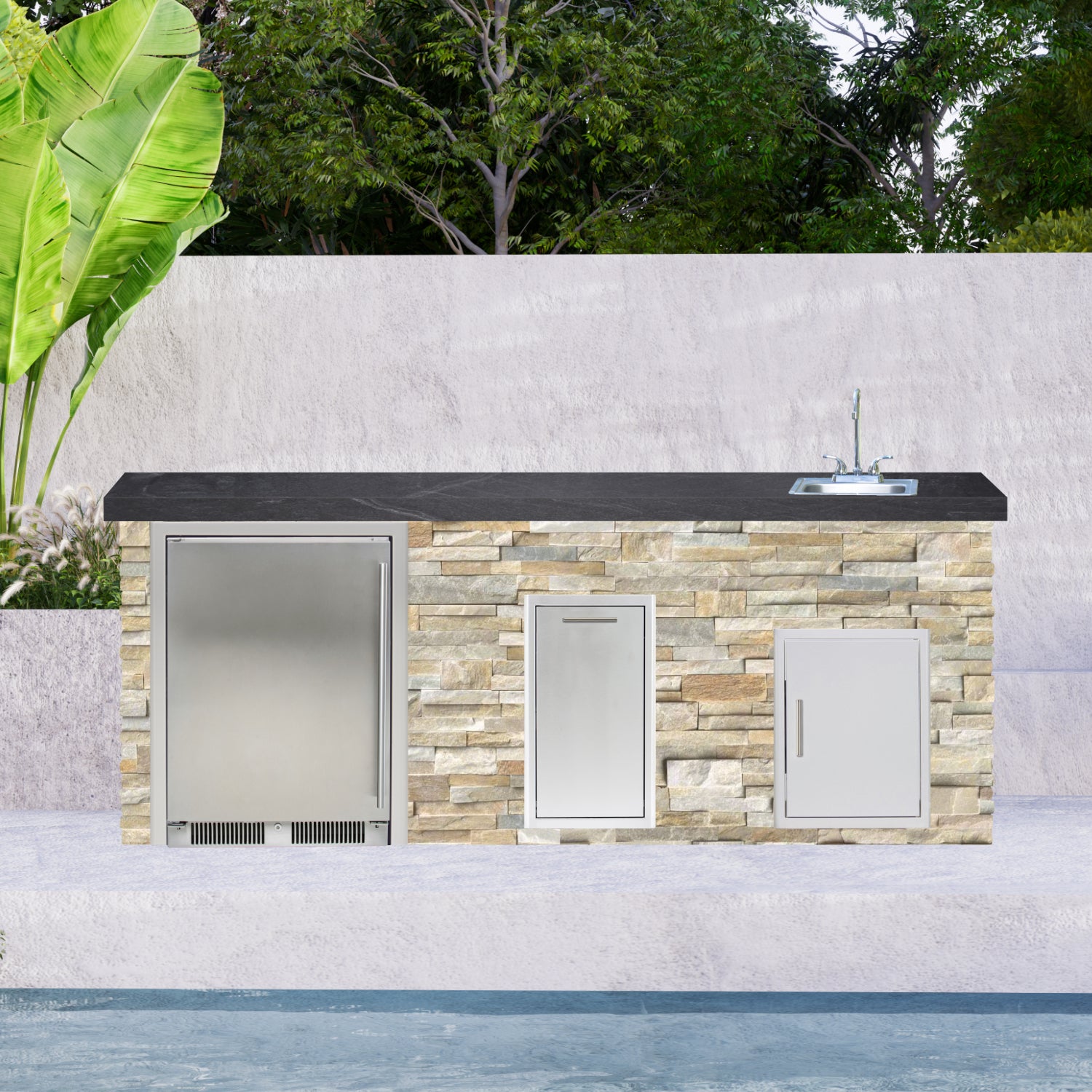 Blaze Quick Ship 96" Luxury Finished Outdoor Kitchen PKG 12-BLZ-QSHIP12