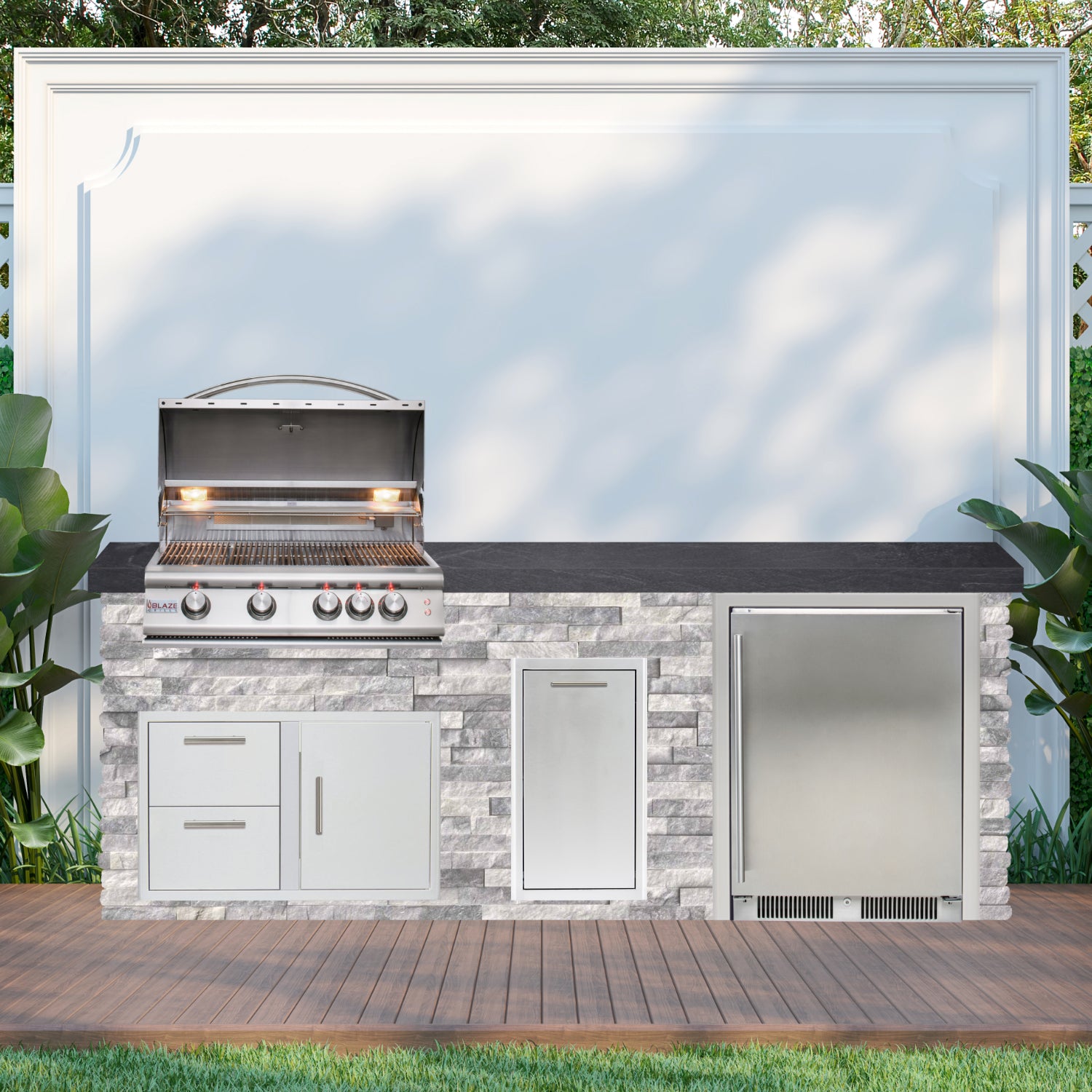 Blaze Quick Ship 96" Luxury Finished Outdoor Kitchen PKG 2-BLZ-QSHIP2