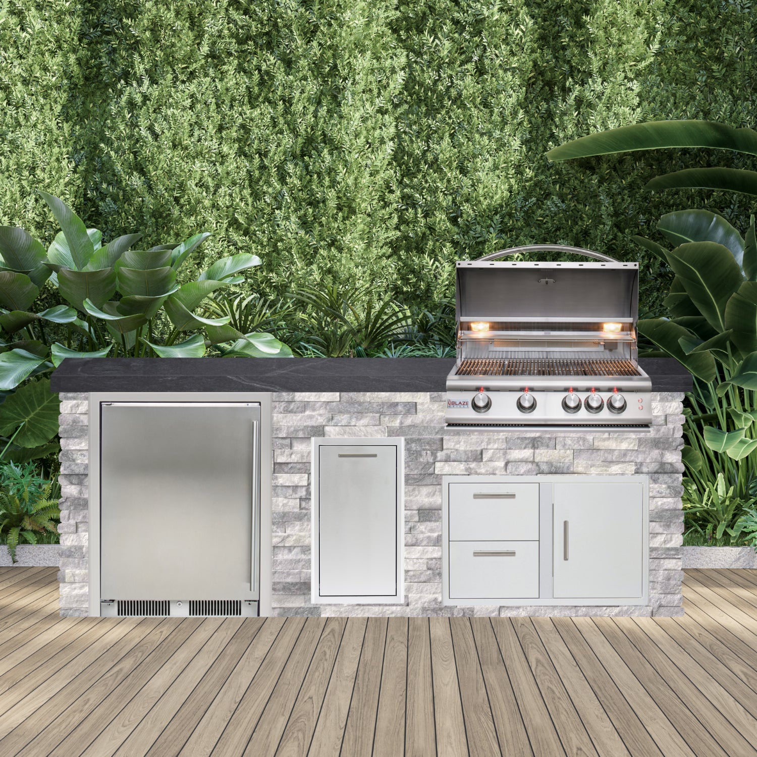 Blaze Quick Ship 96" Luxury Finished Outdoor Kitchen PKG 2-BLZ-QSHIP2